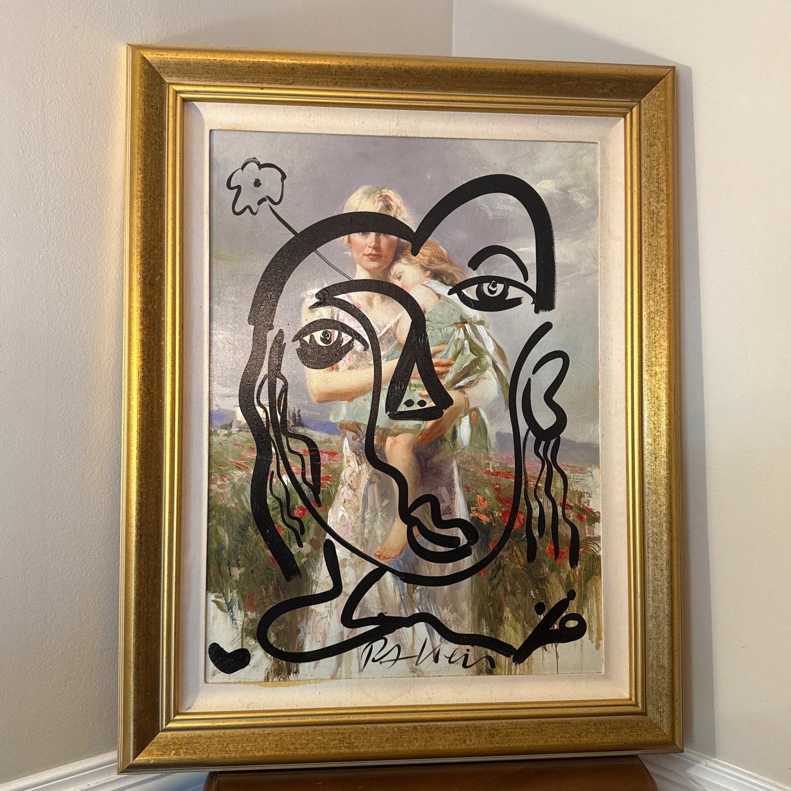 1970s Peter Keil Original Abstract Portrait Painting, Framed - 2