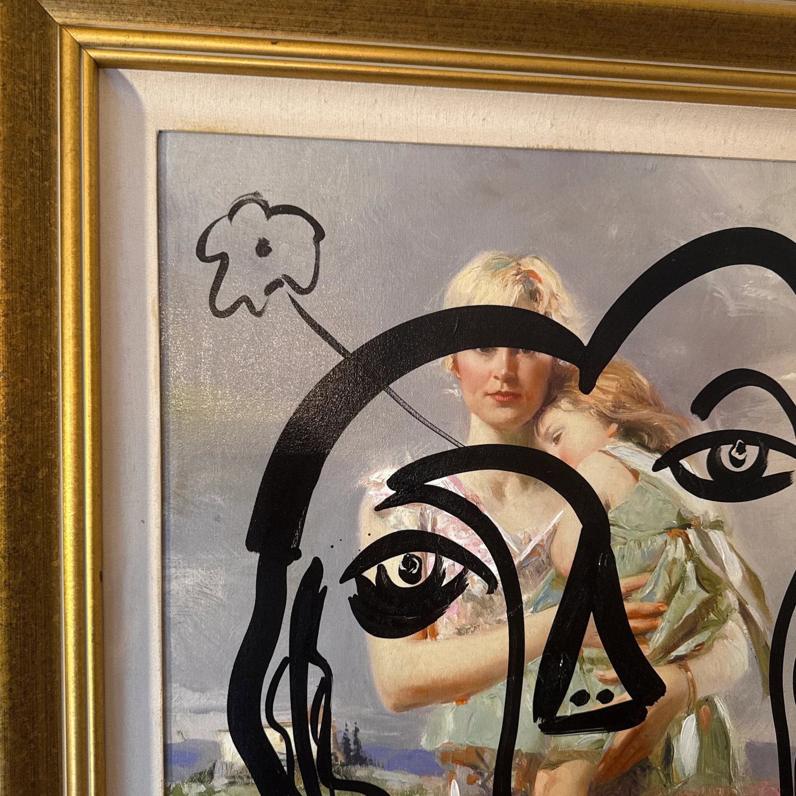 1970s Peter Keil Original Abstract Portrait Painting, Framed - 3
