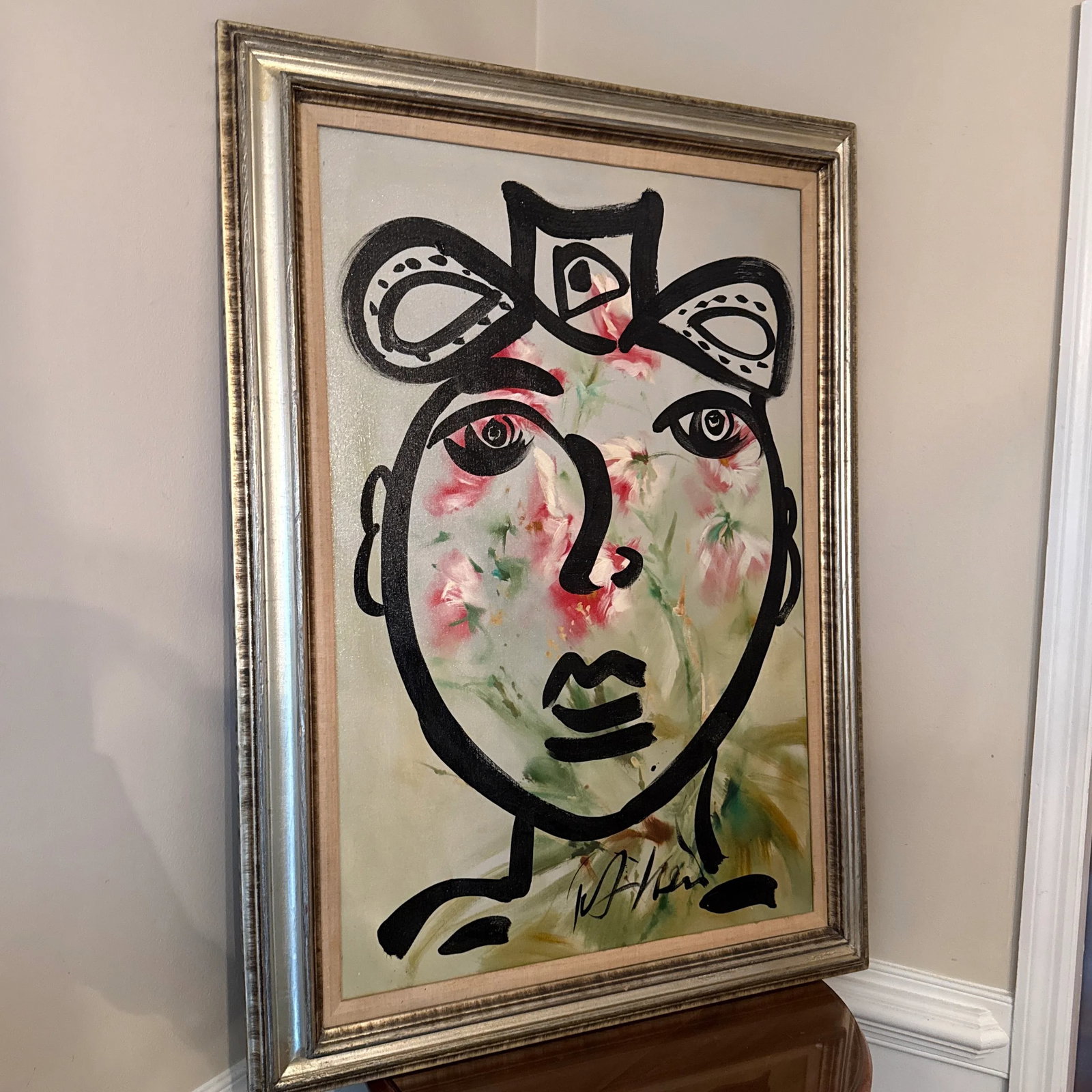 Peter Keil Original Abstract Portrait Painting, Framed - 2