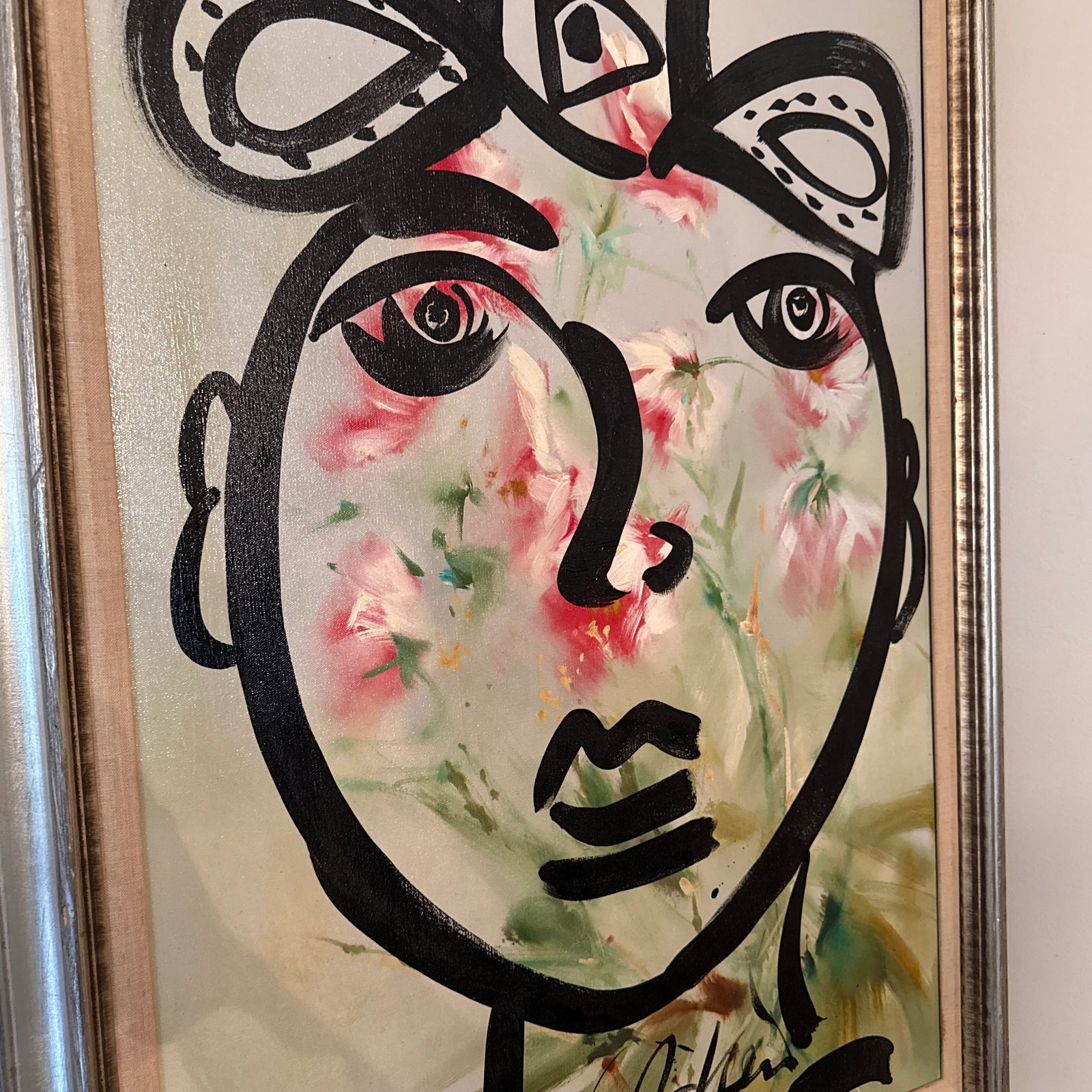 Peter Keil Original Abstract Portrait Painting, Framed - 4