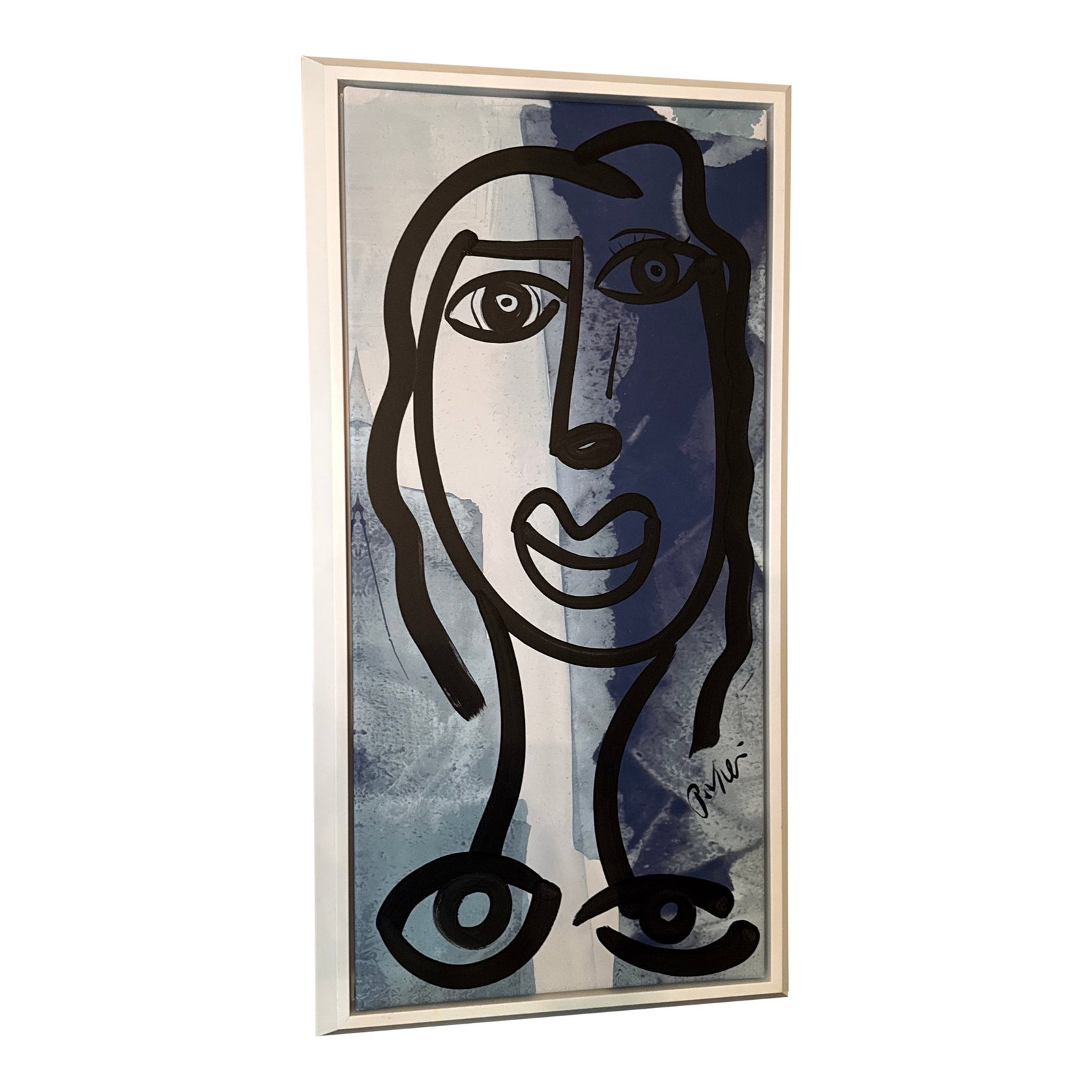 1970s Peter Keil Original Black & White Abstract Portrait Painting, Framed: Fantastic original painting by Listed world renowned artist Peter Robert Keil (born 1942 Germany) Peter has self proclaimed to be the last of the living legend artists working in his career with great