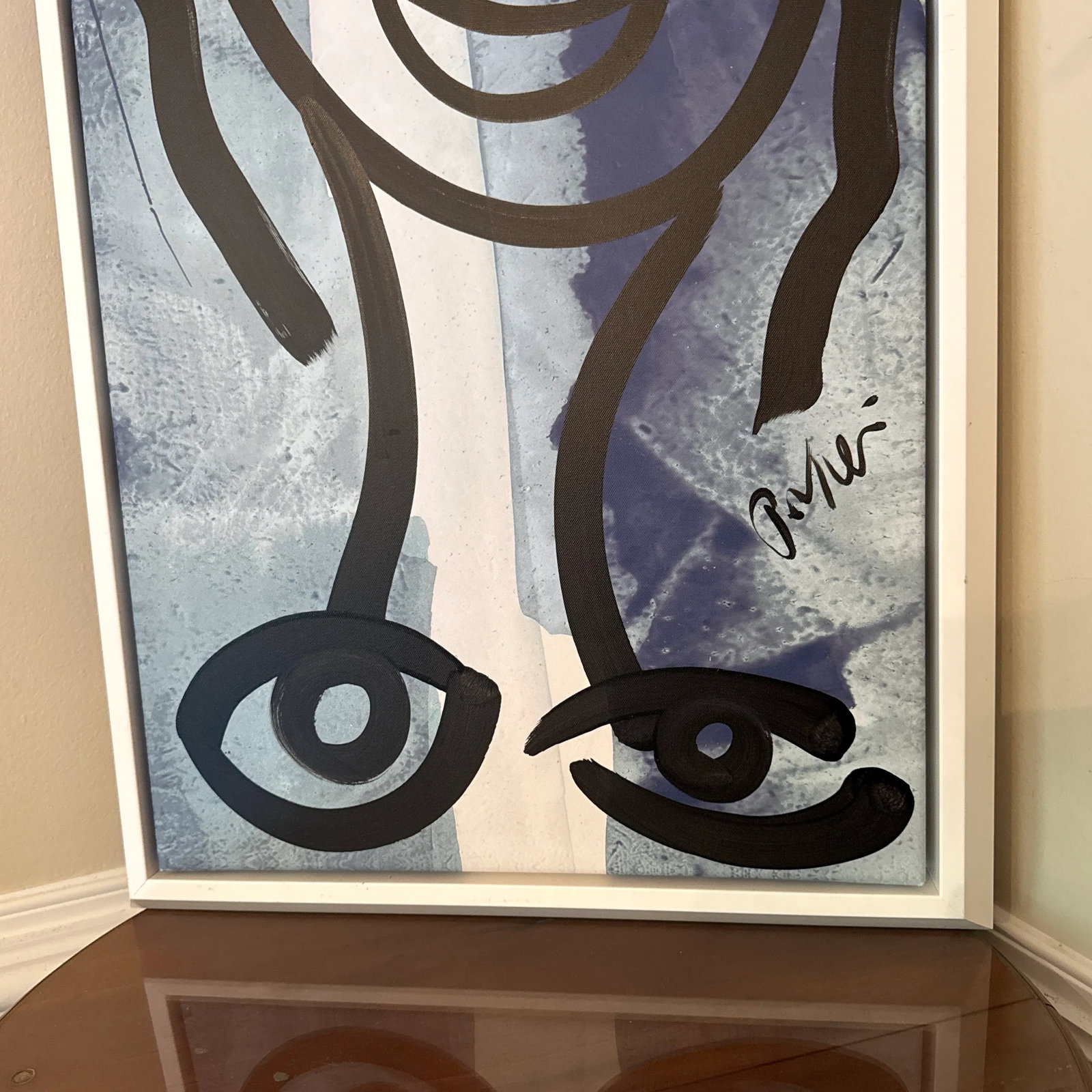 1970s Peter Keil Original Black & White Abstract Portrait Painting, Framed - 3