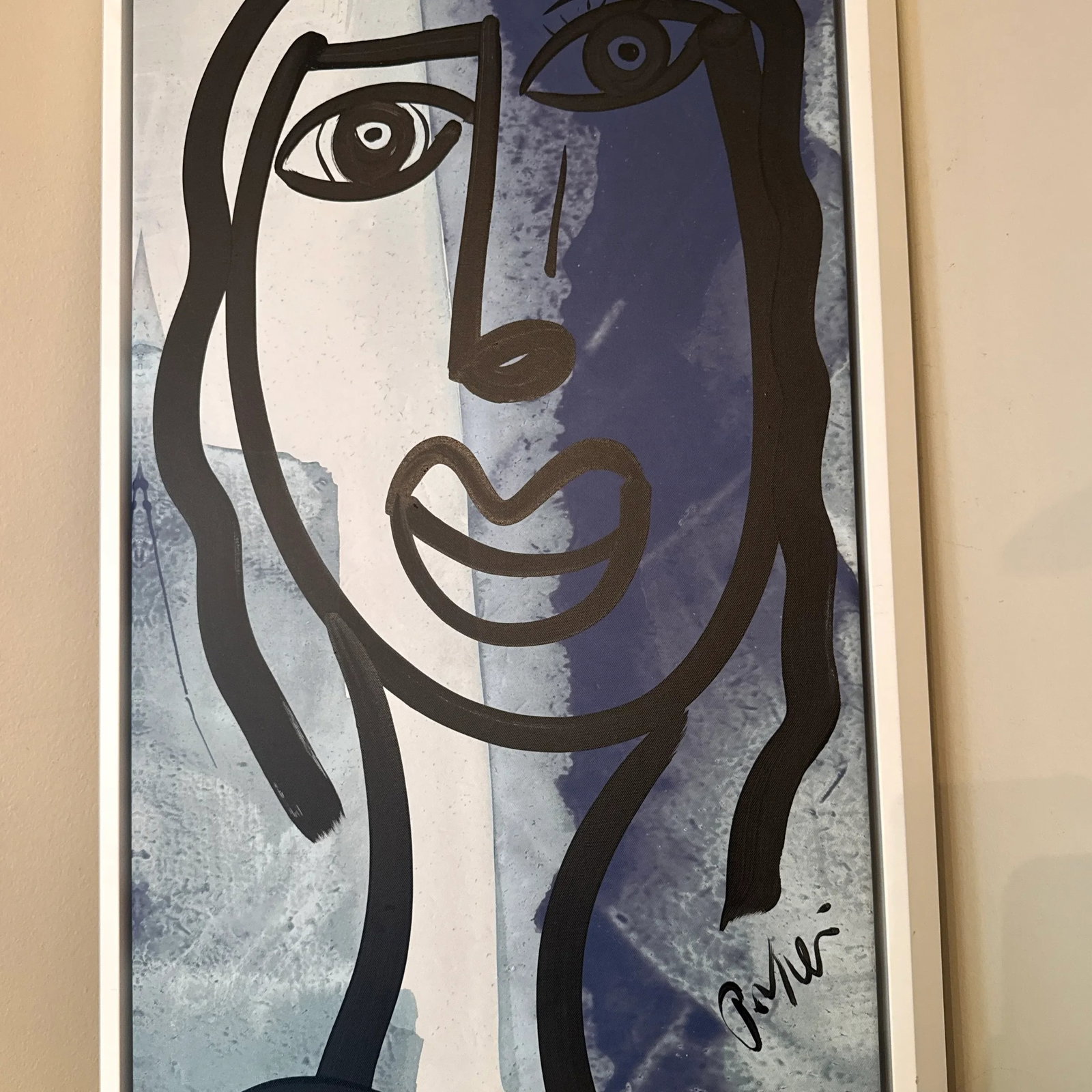 1970s Peter Keil Original Black & White Abstract Portrait Painting, Framed - 4