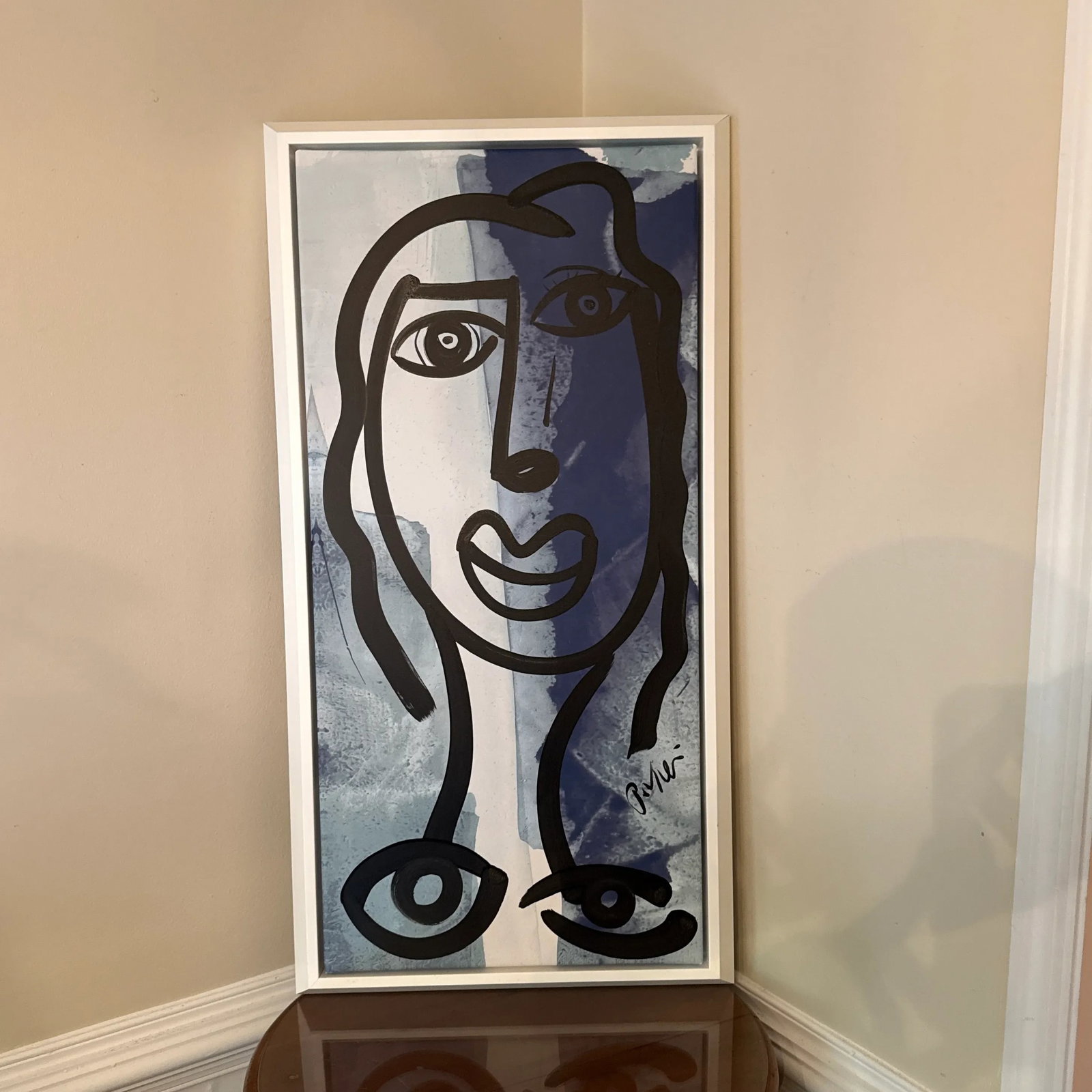 1970s Peter Keil Original Black & White Abstract Portrait Painting, Framed - 6