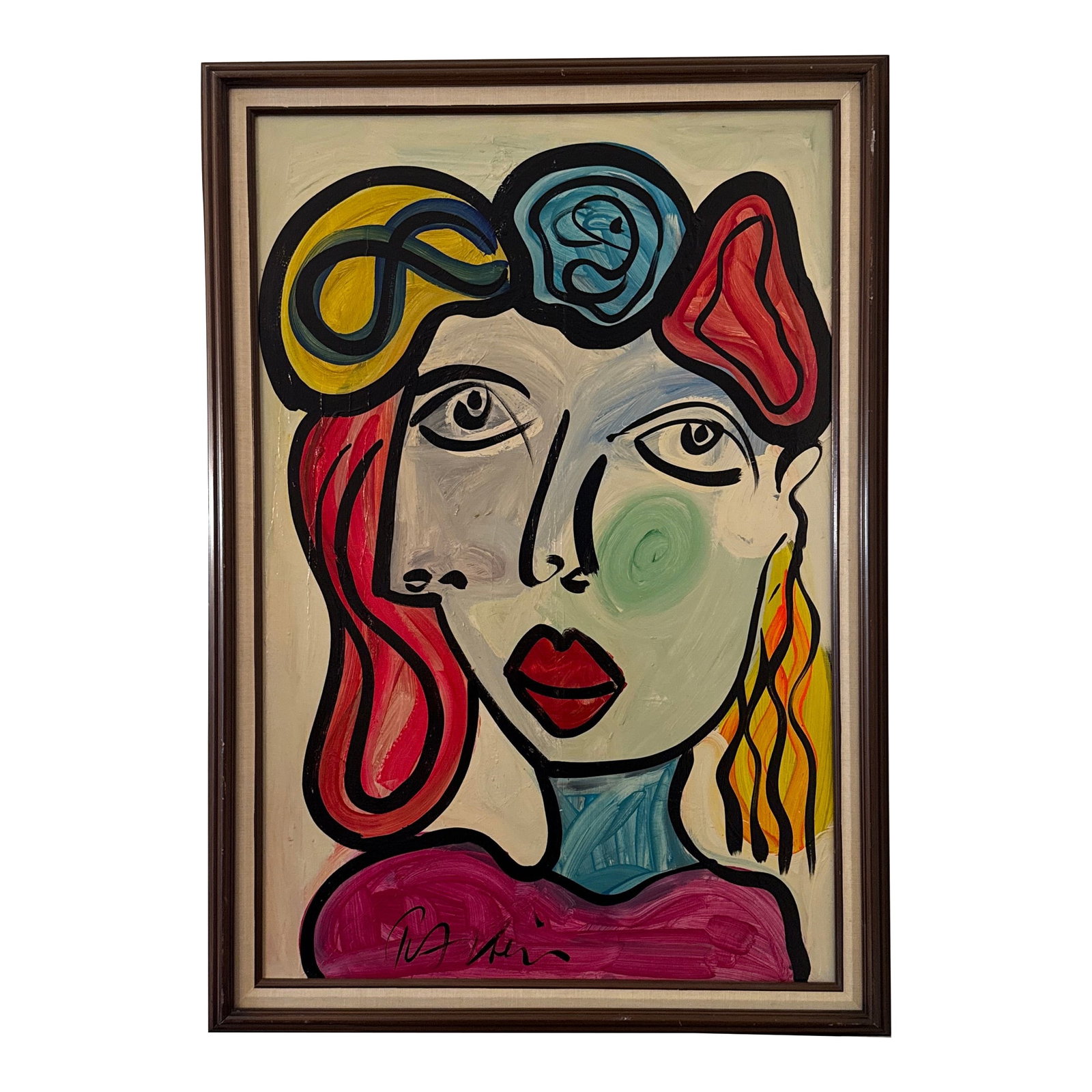 Vintage Abstract Painting by Peter Keil, Framed: Peter Keil is a German artist that focuses primarily on abstract expressionism. Keil painted with some of the greats including Joan Miro, Pablo Picasso and Andy Warhol, to name a few. This is an incre