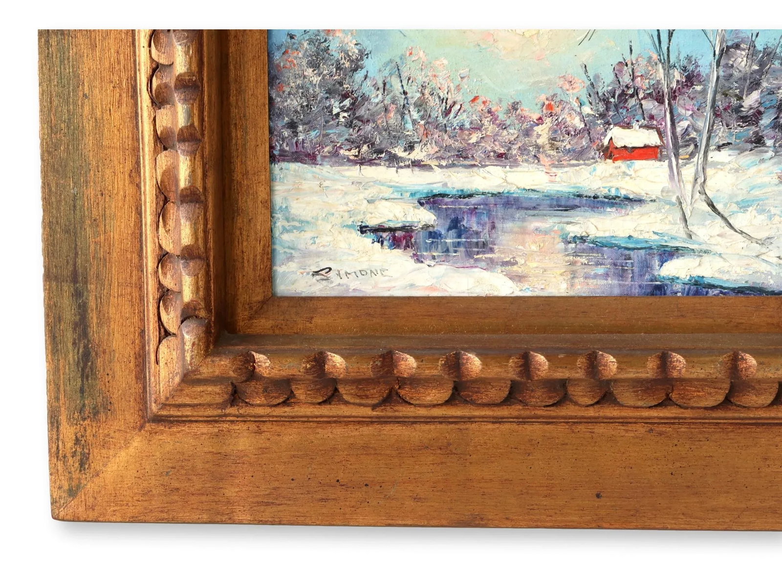 Midcentury Oil on Canvas, Winter Scene - 2