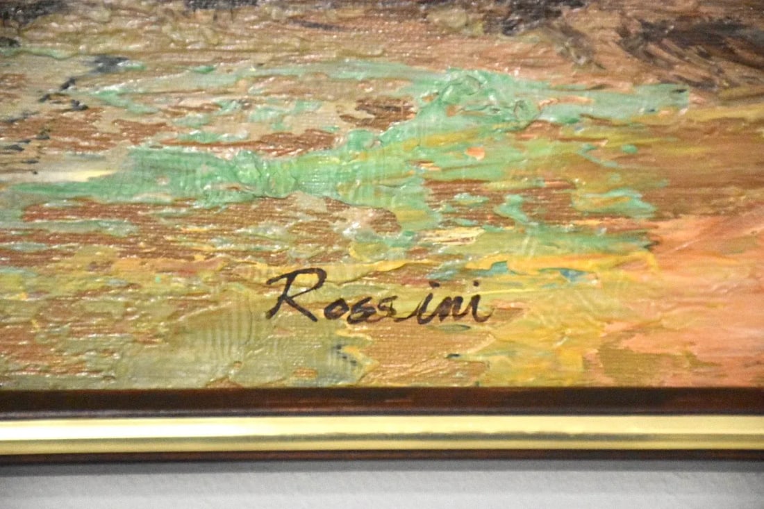 Signed Rossini Landscape Oil on Canvas Painting - 8