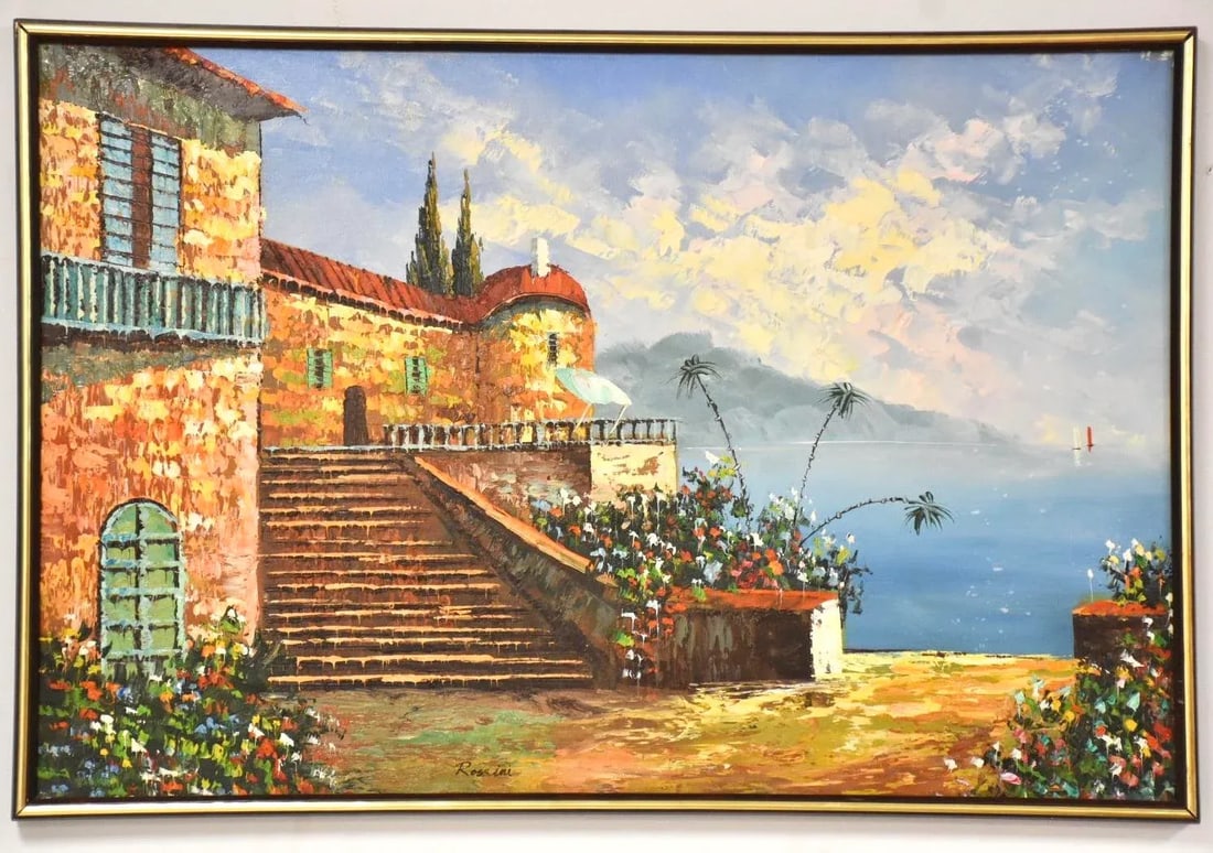 Signed Rossini Landscape Oil on Canvas Painting - 9