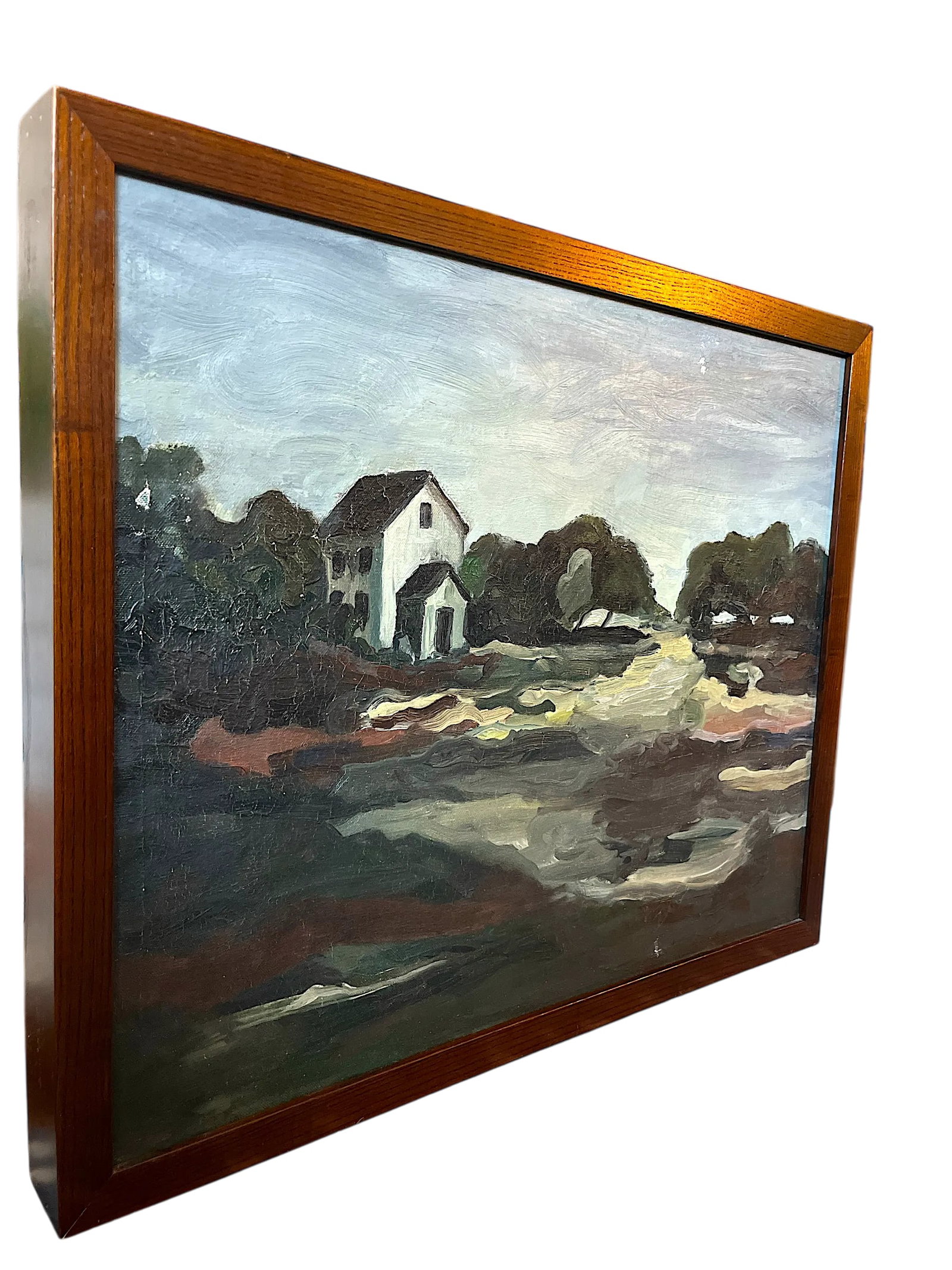 Mid 20th Century Vintage Mid-Century Expressionist Landscape Painting Signed G. Bronson, Framed - 2