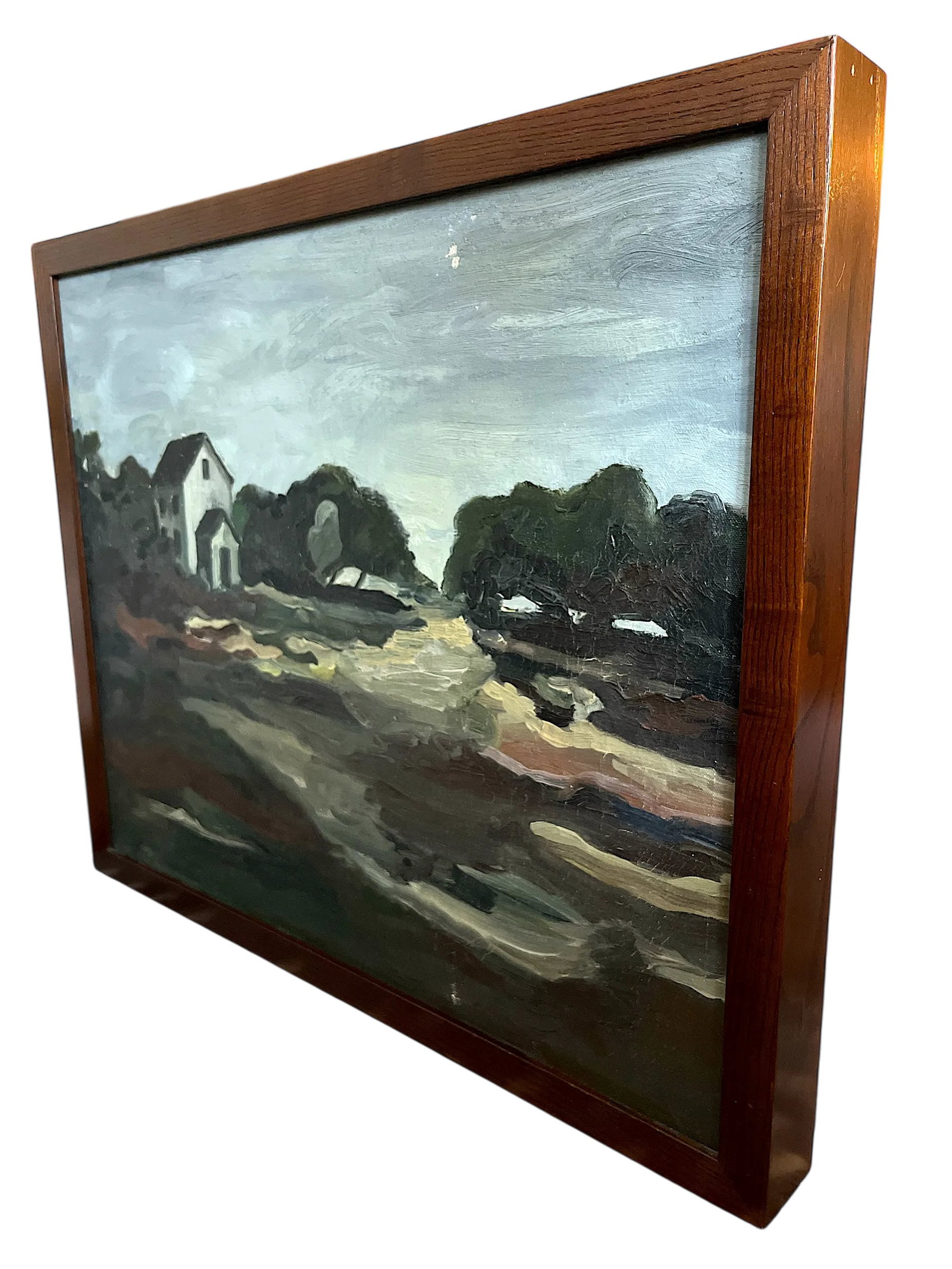 Mid 20th Century Vintage Mid-Century Expressionist Landscape Painting Signed G. Bronson, Framed - 3