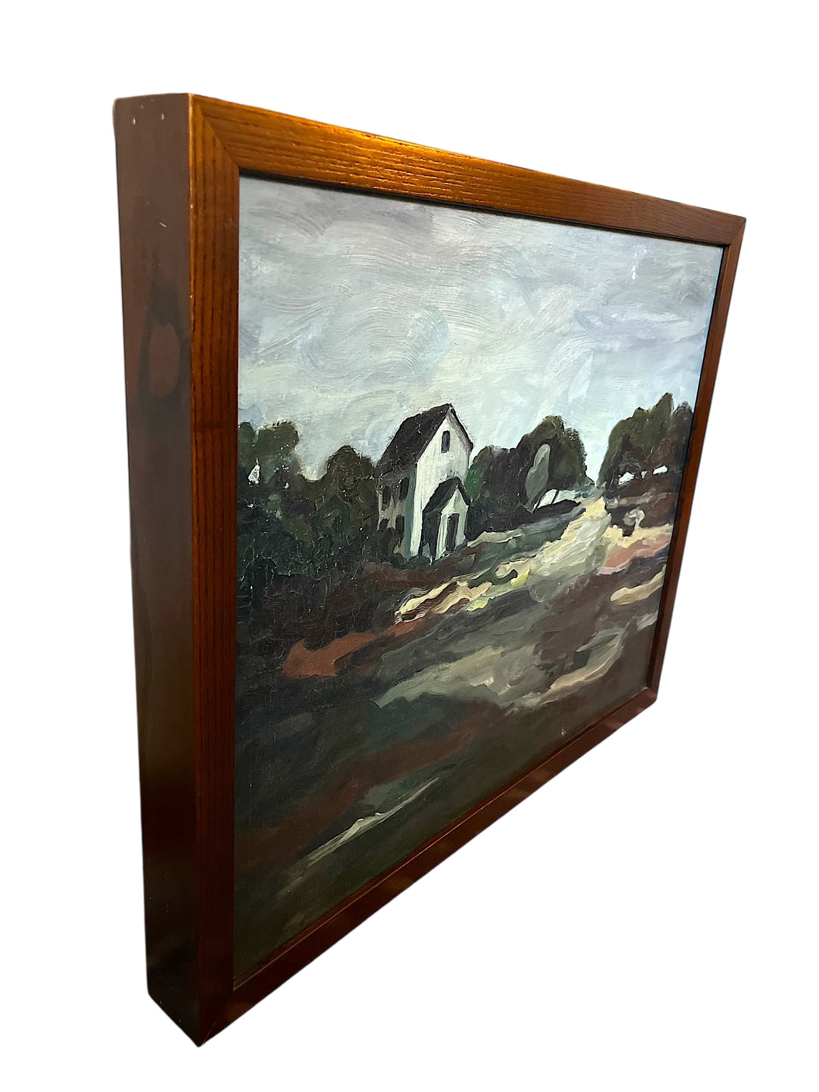 Mid 20th Century Vintage Mid-Century Expressionist Landscape Painting Signed G. Bronson, Framed - 4