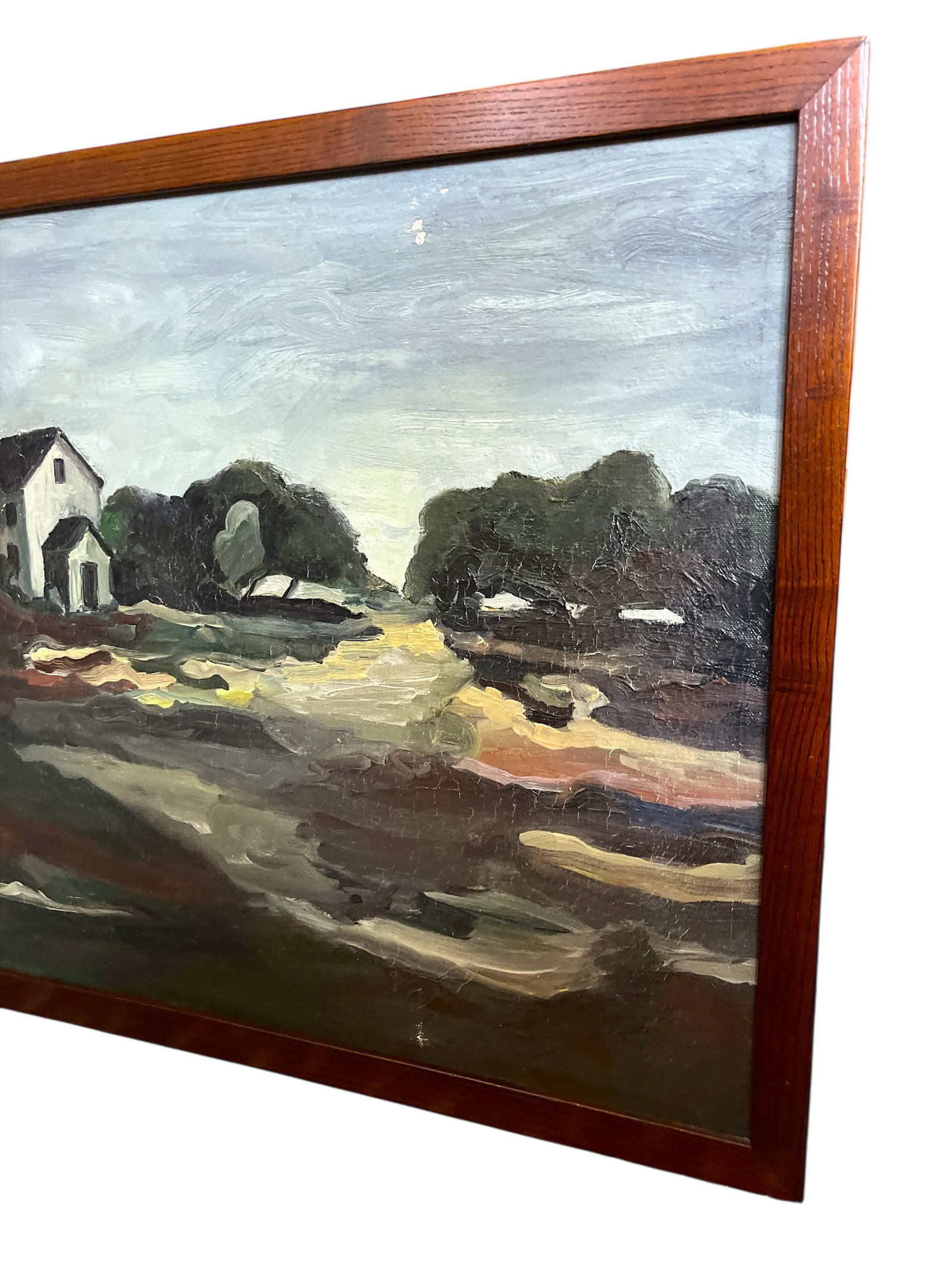 Mid 20th Century Vintage Mid-Century Expressionist Landscape Painting Signed G. Bronson, Framed - 5