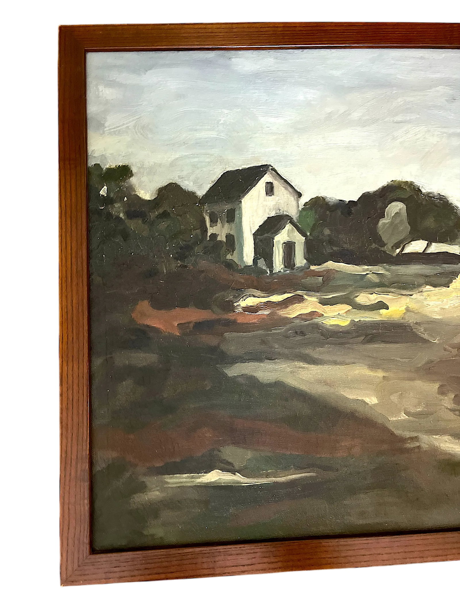 Mid 20th Century Vintage Mid-Century Expressionist Landscape Painting Signed G. Bronson, Framed - 7