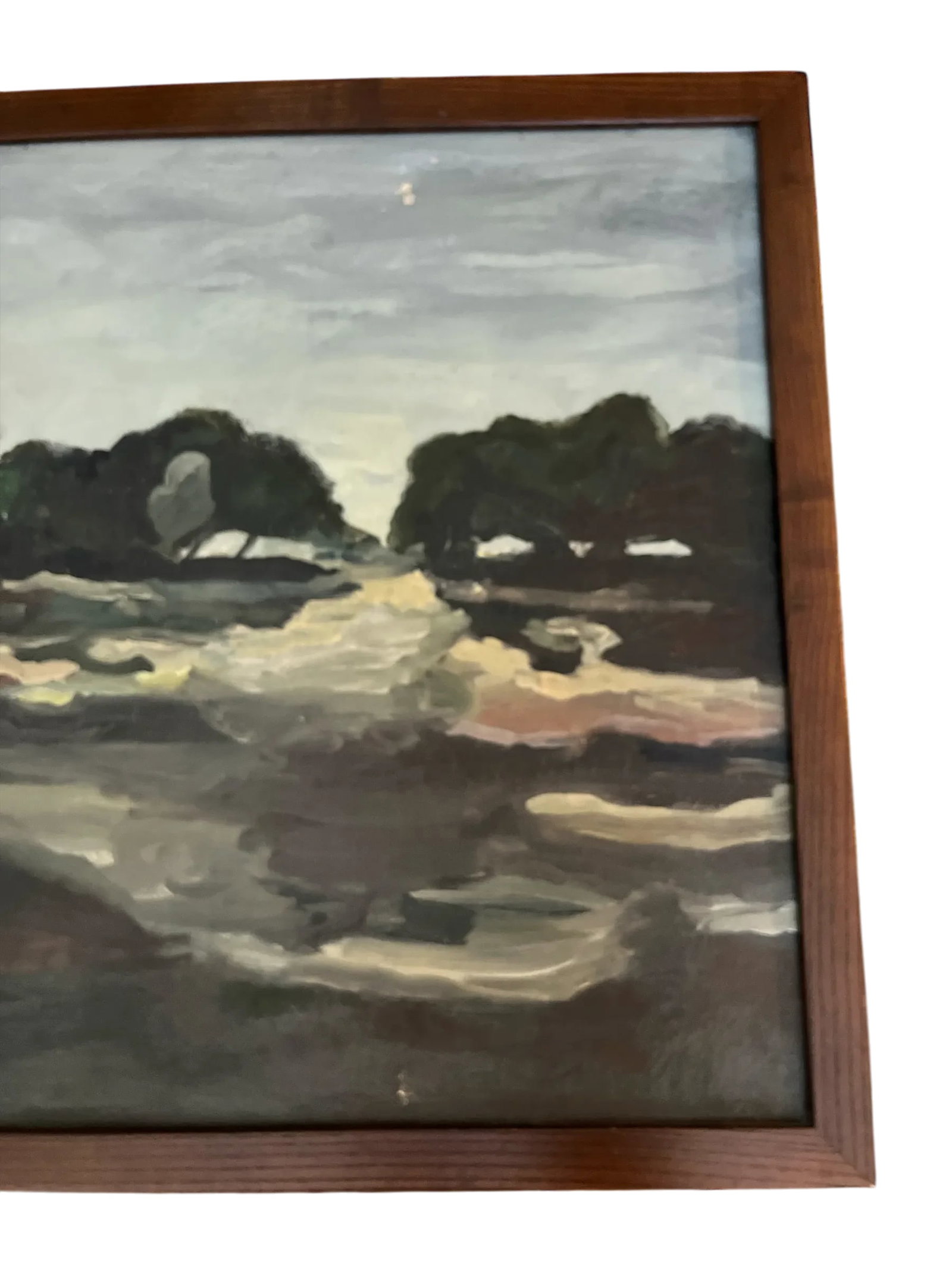 Mid 20th Century Vintage Mid-Century Expressionist Landscape Painting Signed G. Bronson, Framed - 8