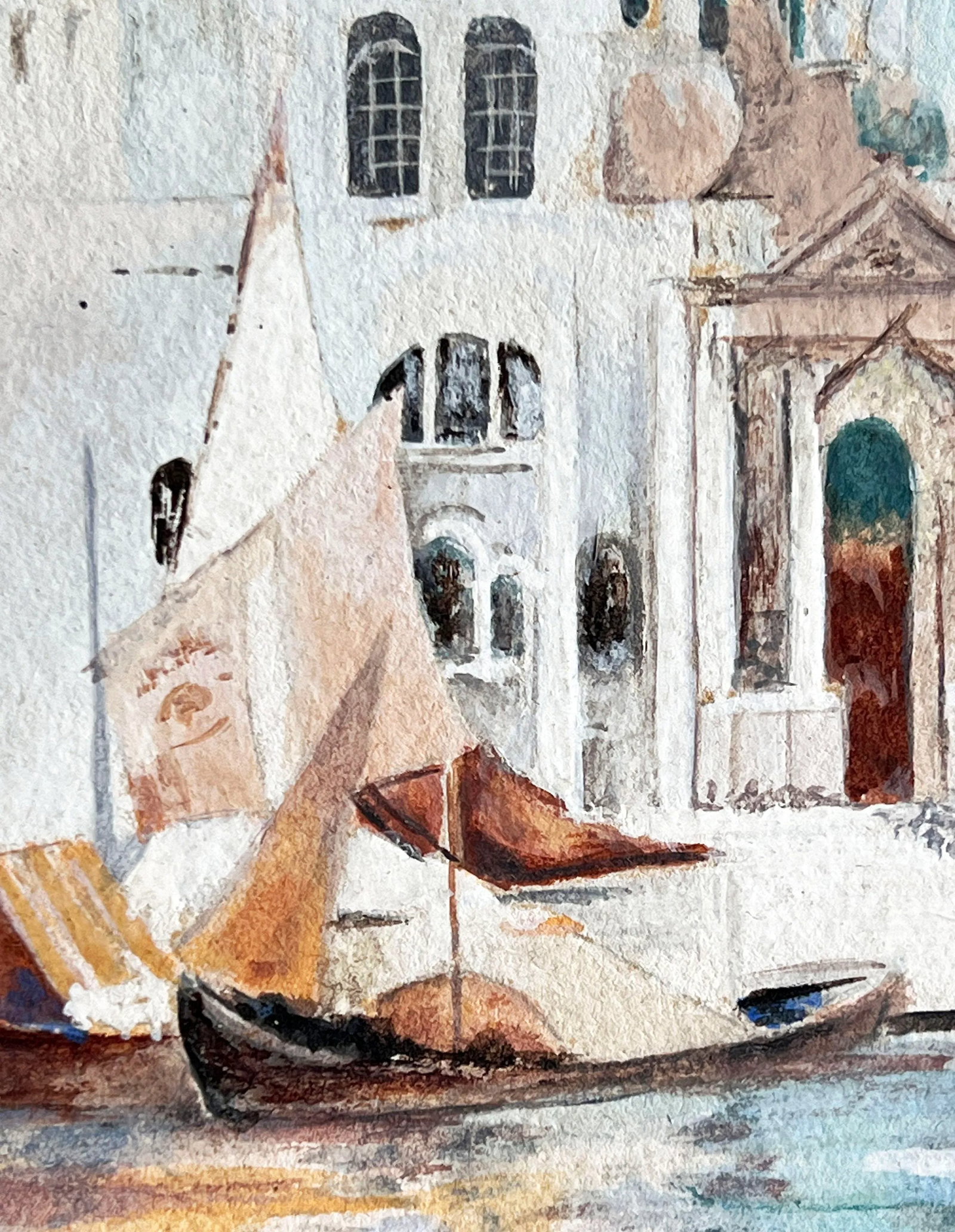 Antique Venetian Scene Watercolor Painting by Ethel Christison - 3