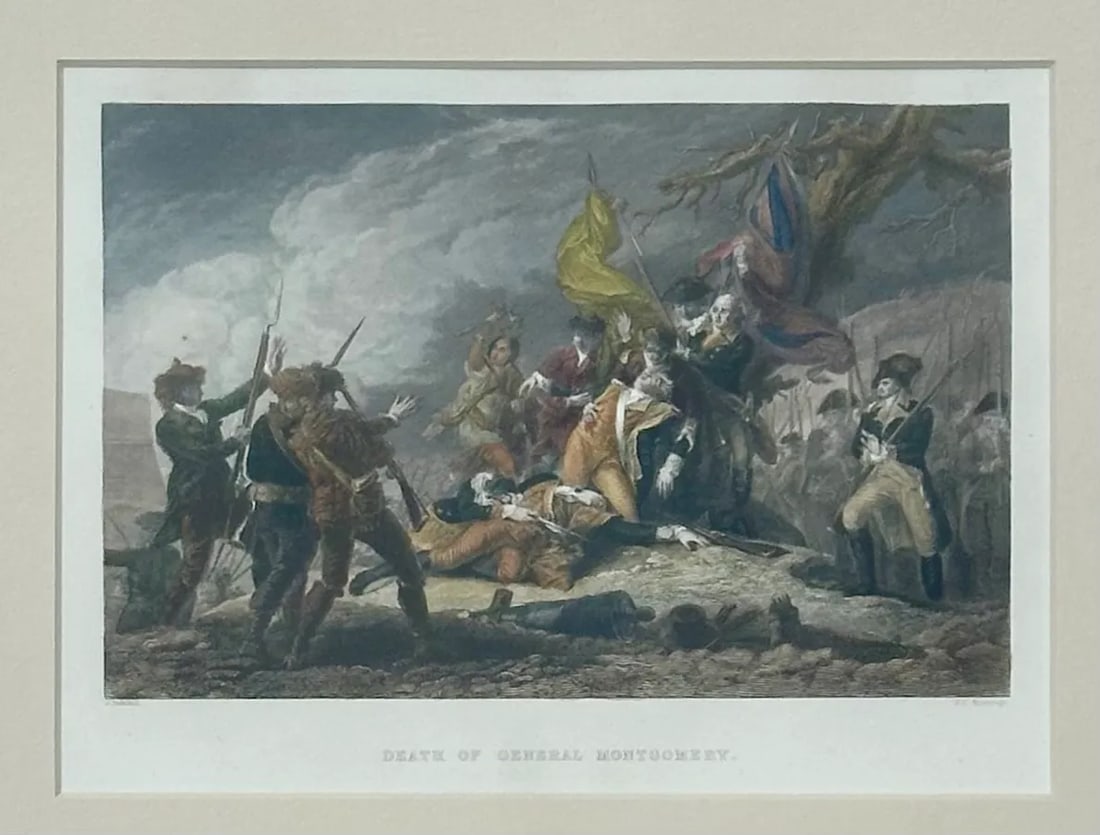 Death of General Montgomery During Revolutionary War, Original Framed Print, 1854 - 2