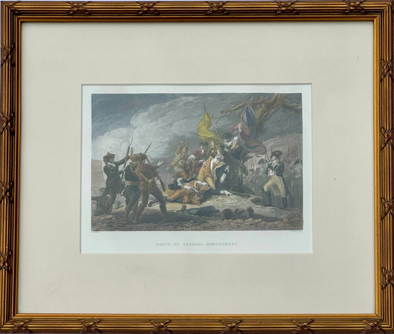Death of General Montgomery During Revolutionary War, Original Framed Print, 1854 - 4