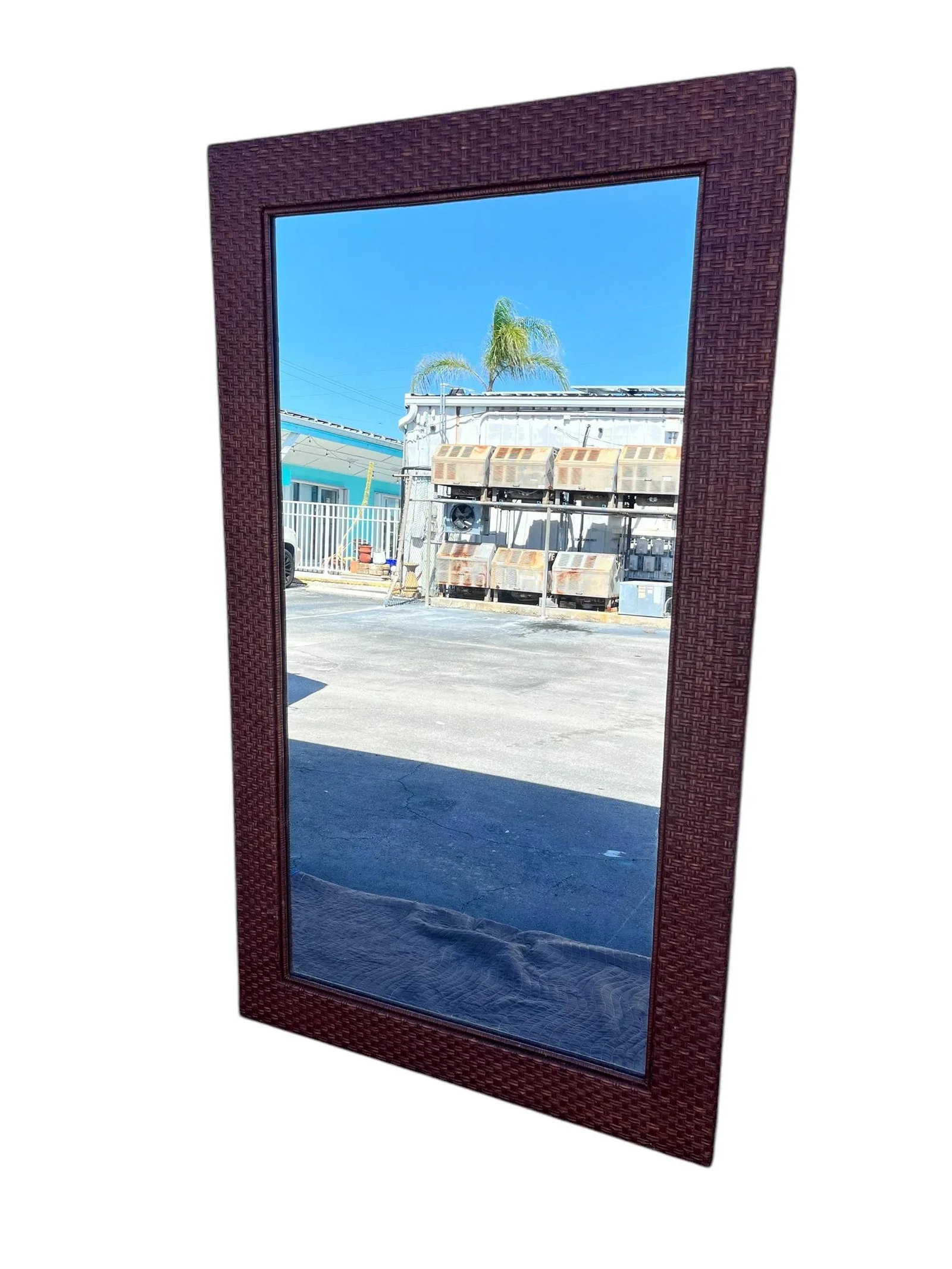Large 1980s Rattan Woven Mirror - 3