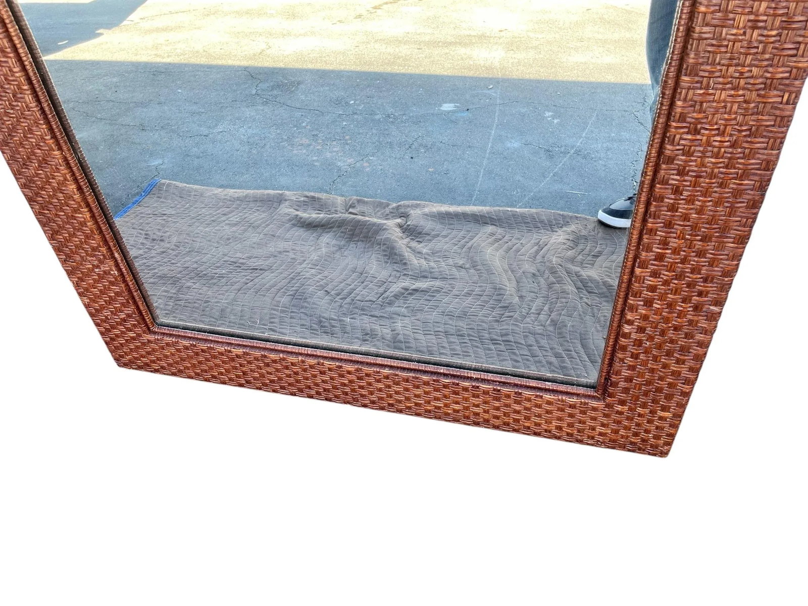 Large 1980s Rattan Woven Mirror - 4