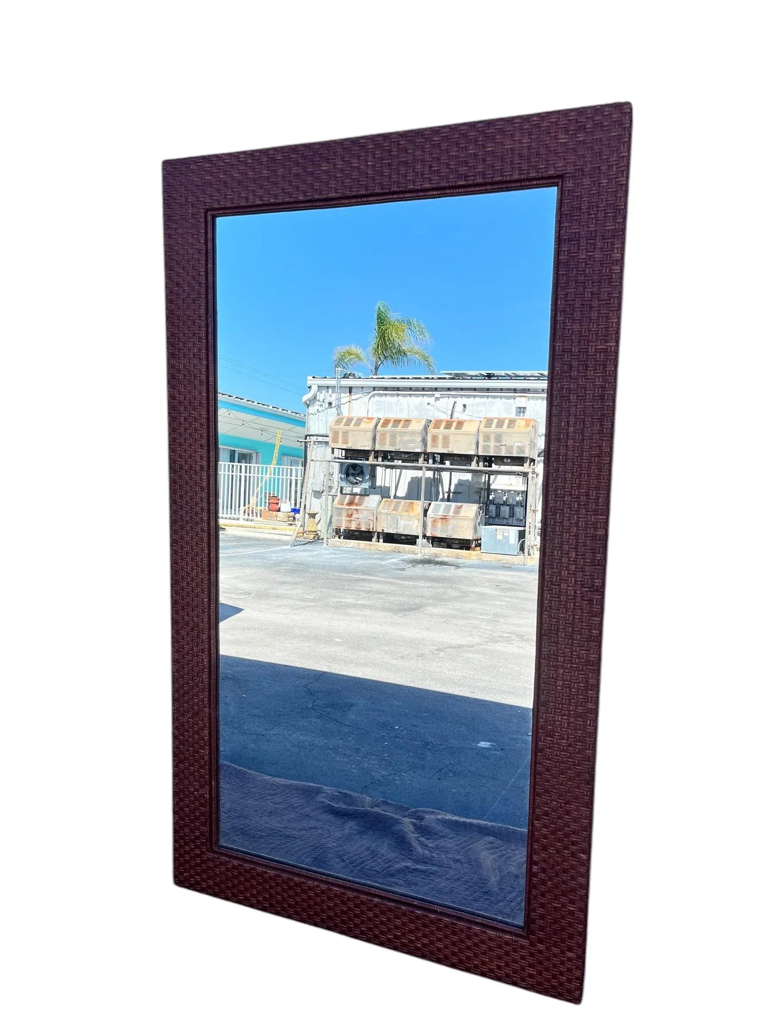Large 1980s Rattan Woven Mirror - 8