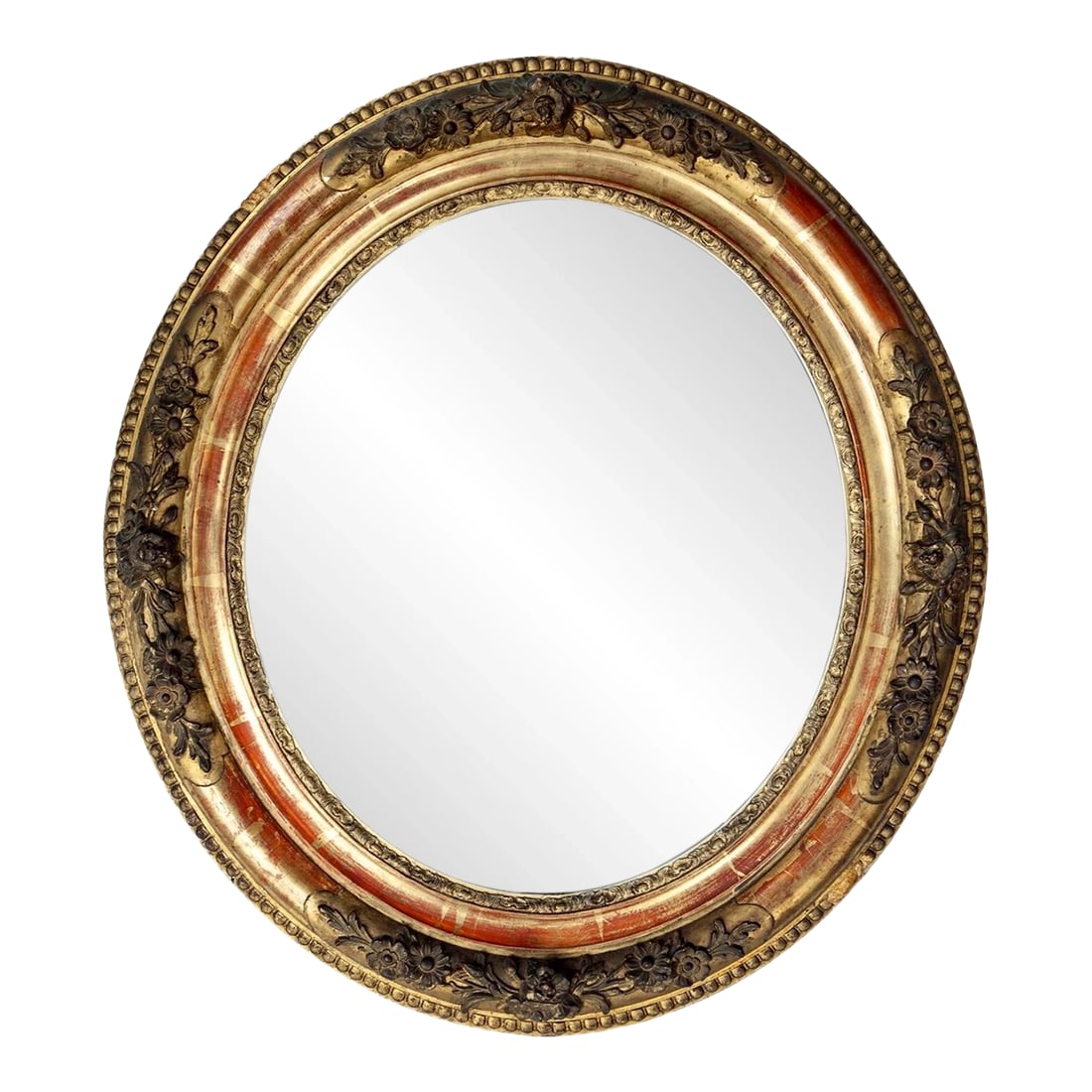 Late 19th Century Oval French Giltwood Wall Mirror (1 of 8)
