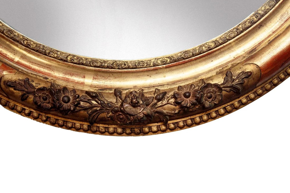 Late 19th Century Oval French Giltwood Wall Mirror - 4