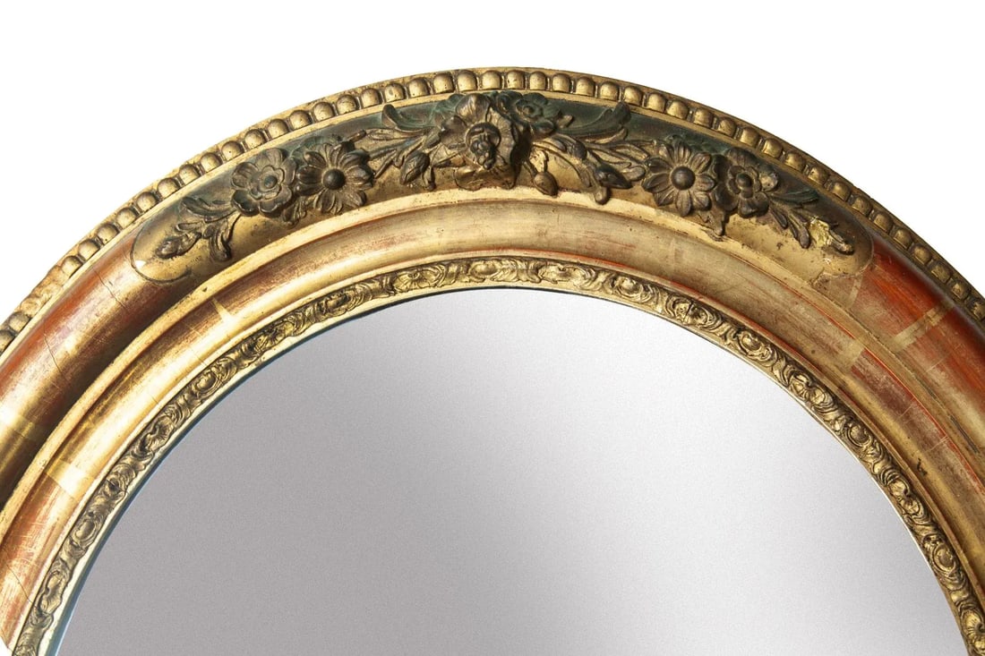 Late 19th Century Oval French Giltwood Wall Mirror - 5