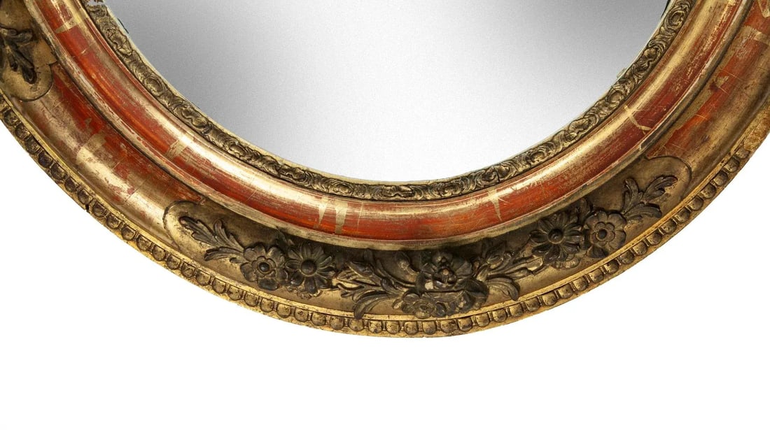 Late 19th Century Oval French Giltwood Wall Mirror - 6