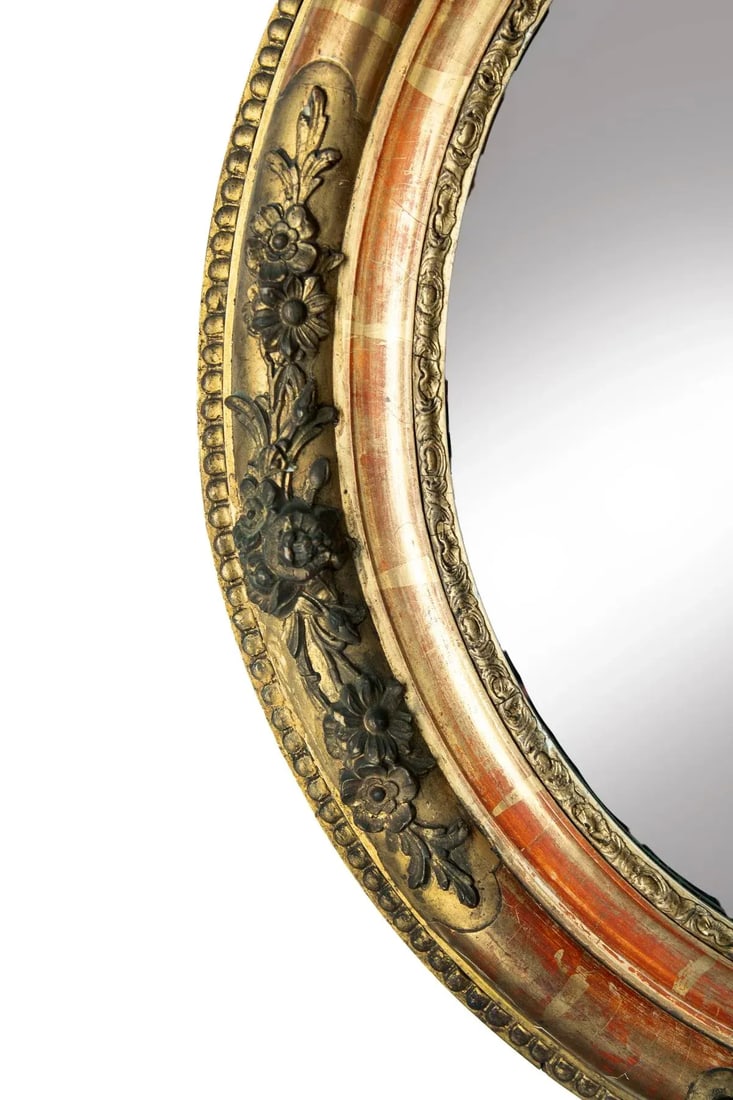 Late 19th Century Oval French Giltwood Wall Mirror - 7
