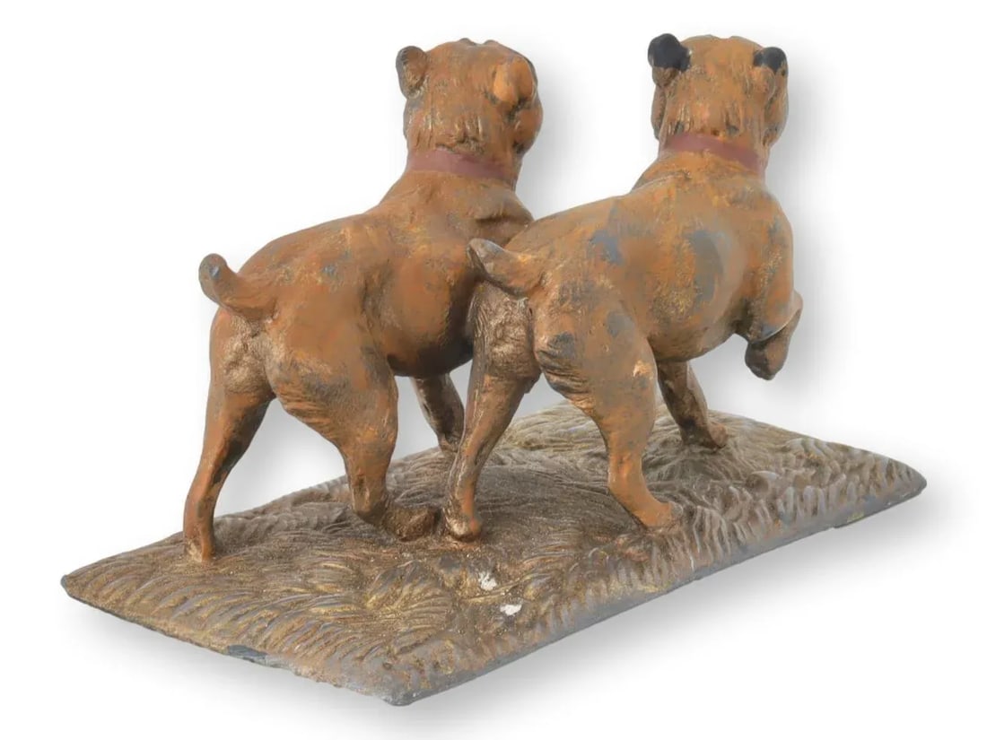 Antique Metal Sculpture of Two Bulldogs - 4