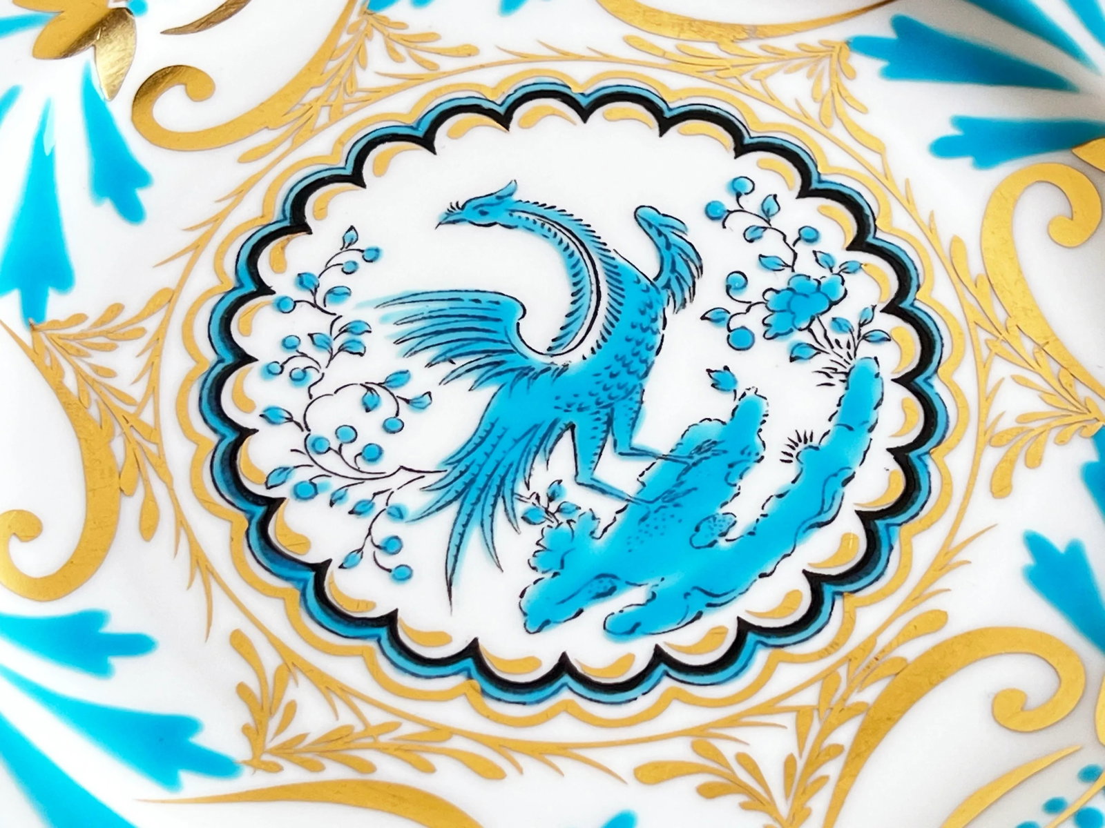 Vintage Royal Chelsea English Turquoise & Gold Birds of Paradise Lunch or Dessert Plates - Set of 5 - 3