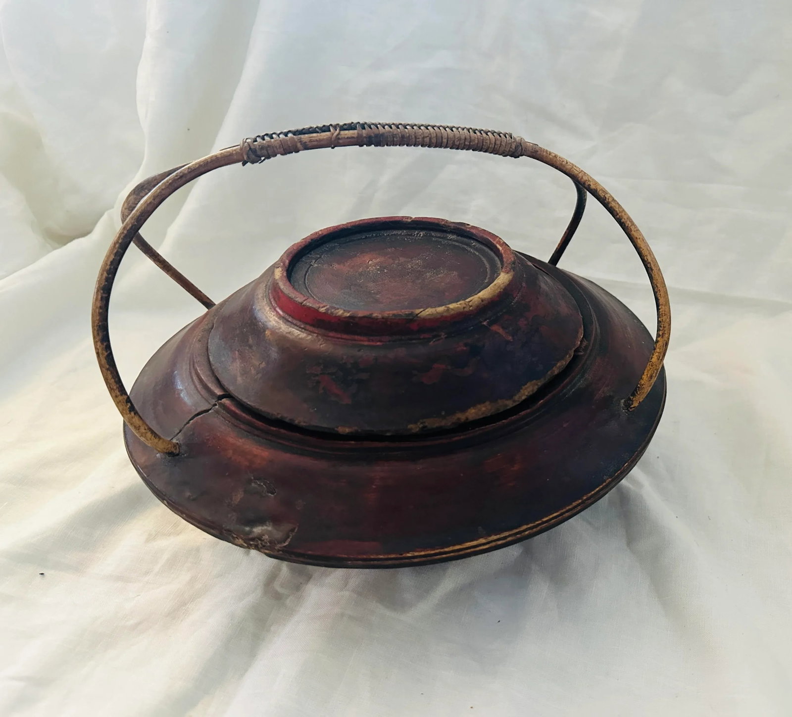 Antique Chinese Wood Food Basket - 10