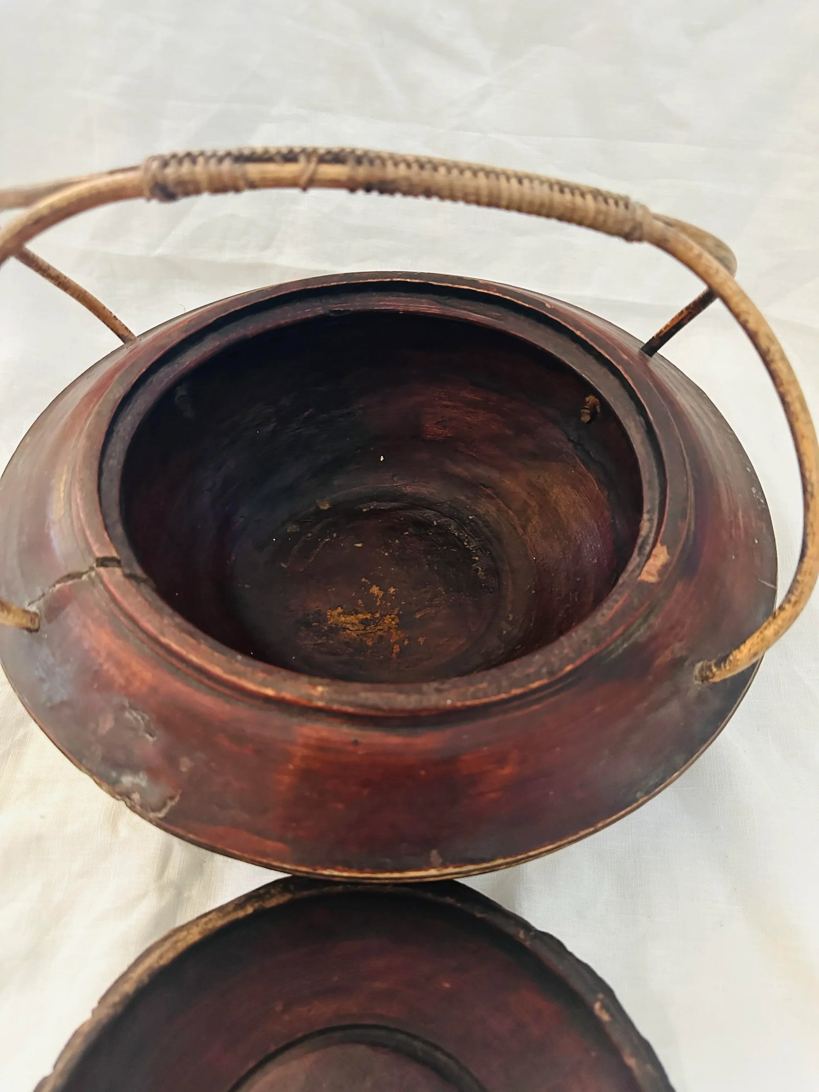Antique Chinese Wood Food Basket - 11