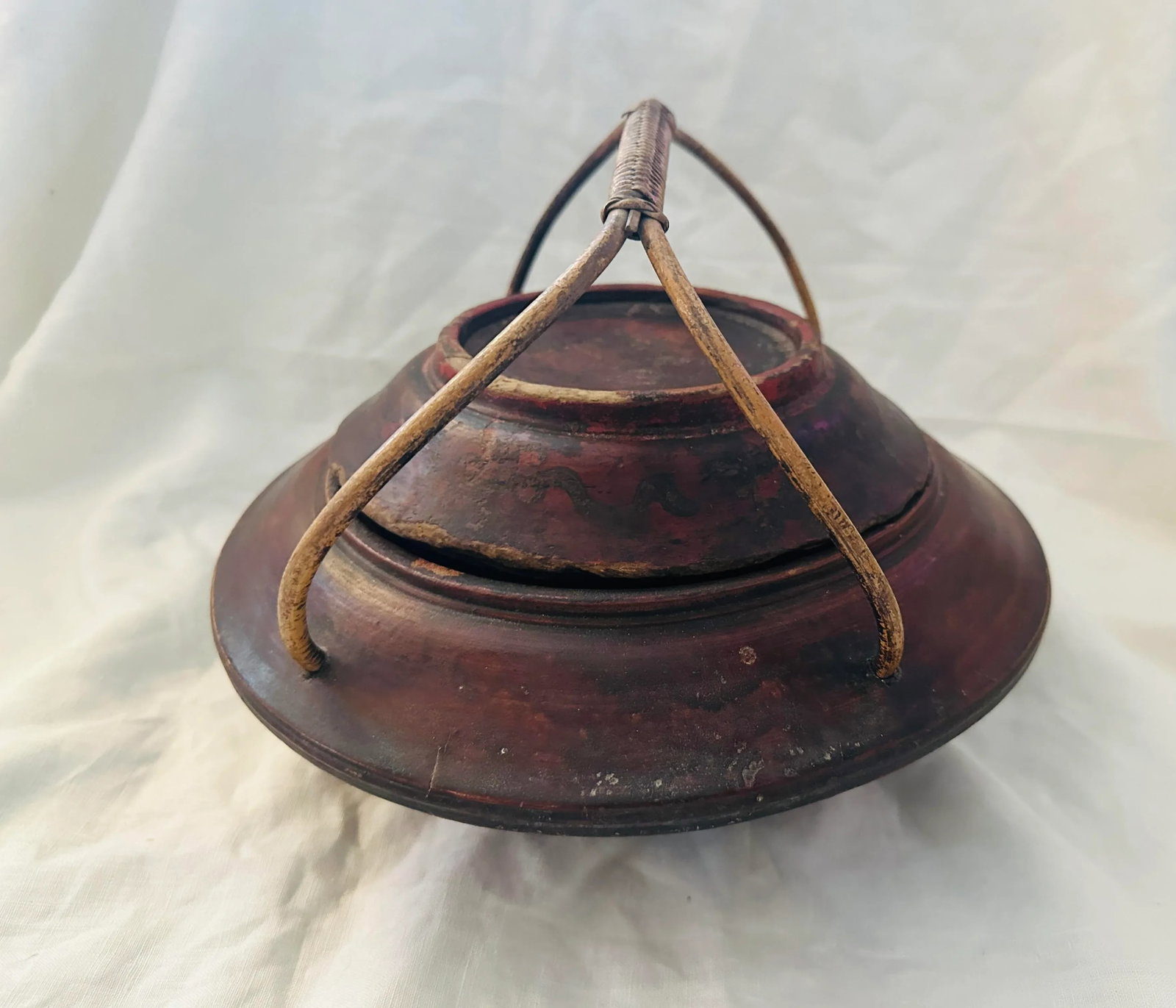 Antique Chinese Wood Food Basket - 2