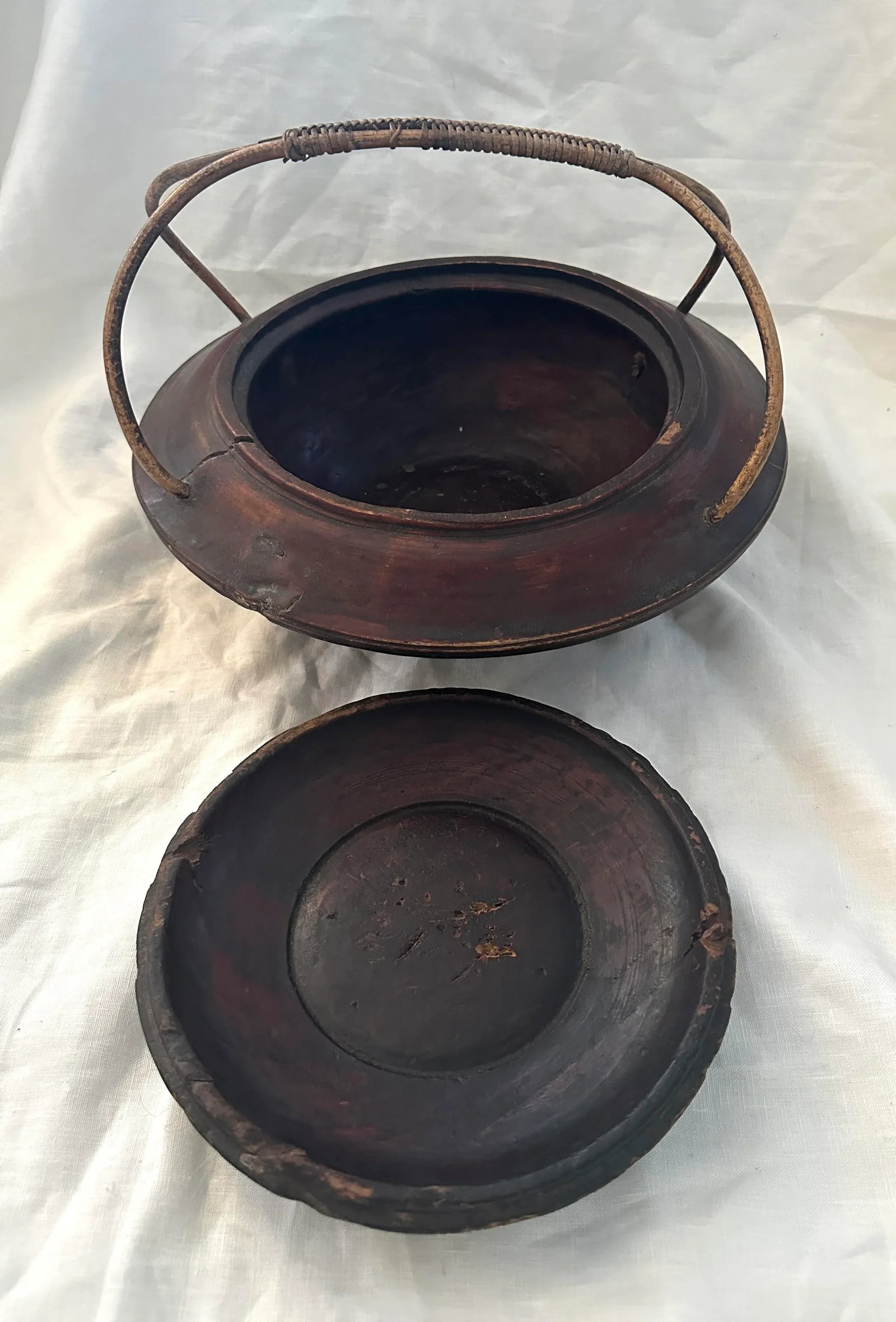 Antique Chinese Wood Food Basket - 5