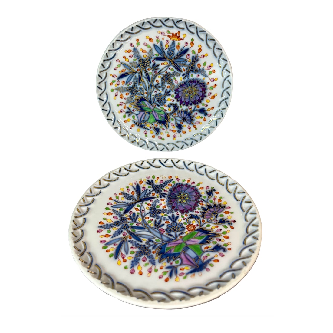 Antique Meissen, Germany Hand Painted Porcelain Side Plates- Set of 2: 2-Antique Meissen (Germany) Hand Painted Porcelain Side Plates. Marked to underside. C. 1774-1814. Condition: Alterations: Original Condition Unaltered Imperfections: Some Imperfections Condition Note