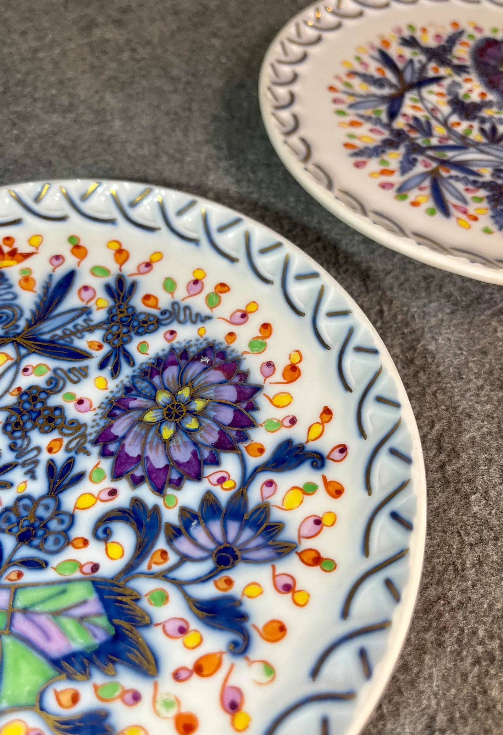 Antique Meissen, Germany Hand Painted Porcelain Side Plates- Set of 2 - 4