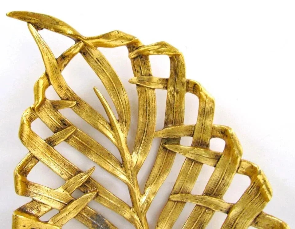 Michael Aram Signed Large Gold Palm Leaf Centerpiece Platter - 2
