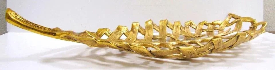 Michael Aram Signed Large Gold Palm Leaf Centerpiece Platter - 6