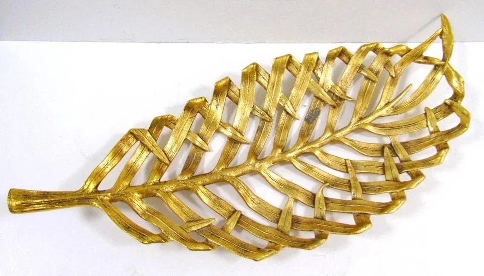 Michael Aram Signed Large Gold Palm Leaf Centerpiece Platter - 7