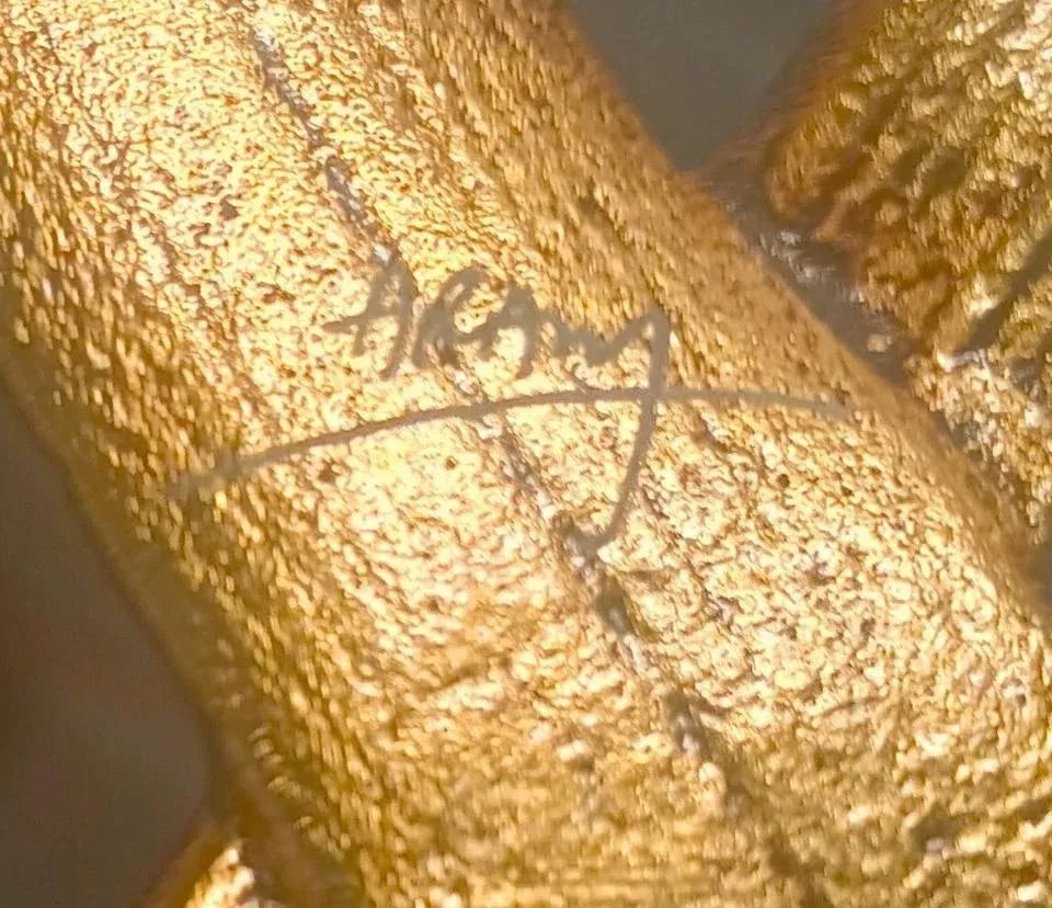 Michael Aram Signed Large Gold Palm Leaf Centerpiece Platter - 8