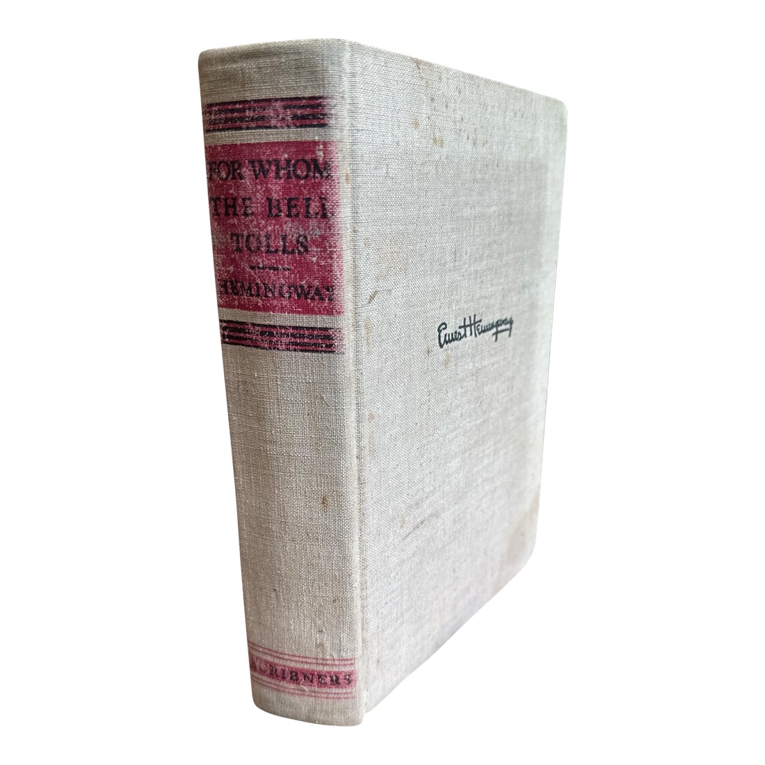 1940 Edition Ernest Hemingway for Whom the Bell Tolls Hardcover Book: 1940 Edition Ernest Hemingway for Whom the Bell Tolls Hardcover Book The first edition was published in 1940 and by Charles Scribner's Sons in New York. Original tan cloth with black and red design