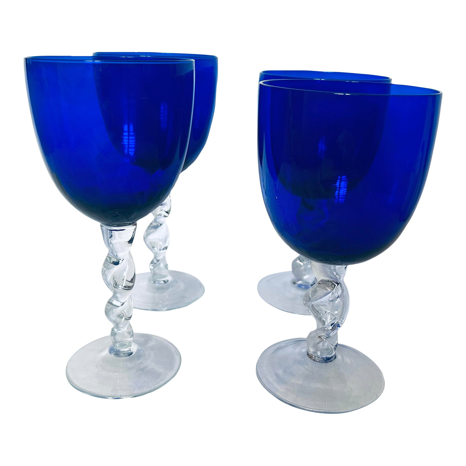 Set of 4 Empoli Cobalt Blue Twisted Stem Goblets & Wine Glasses (1 of 6)