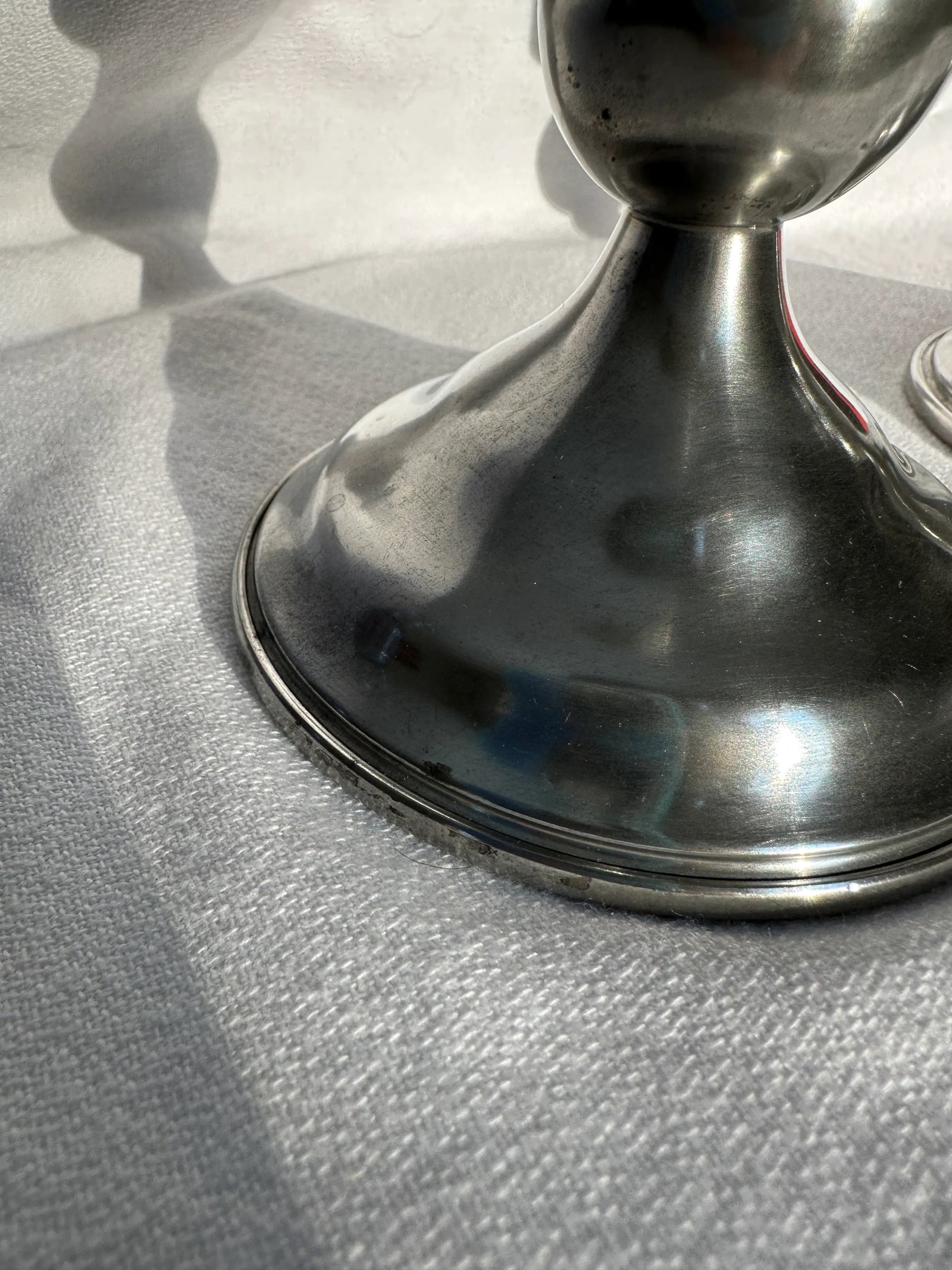 1950s Pewter Candle Holder Glass Hurricane Globes- Set of 2 - 7