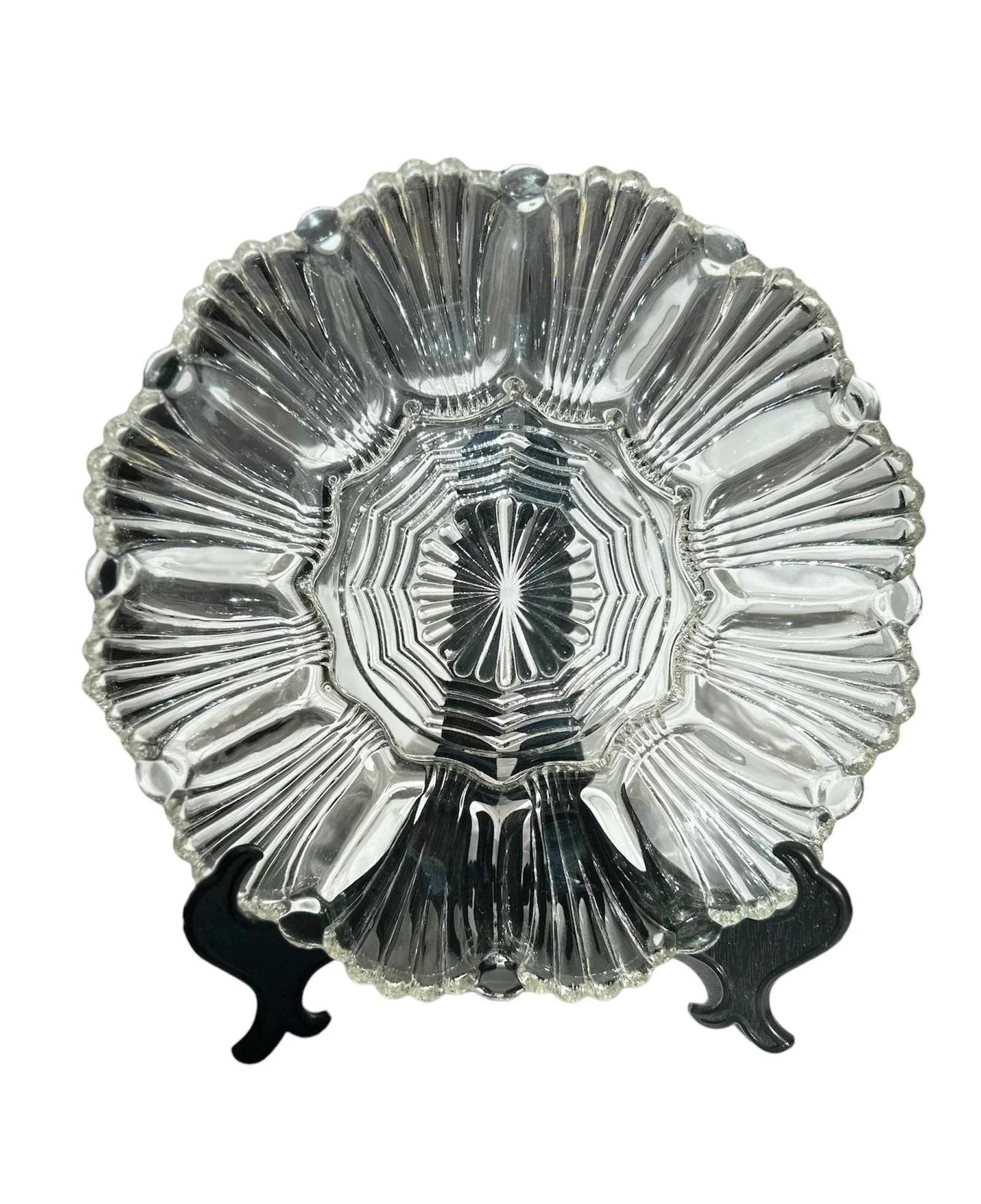Vintage Anchor Hocking Glass Egg Oyster Serving Plate - 2