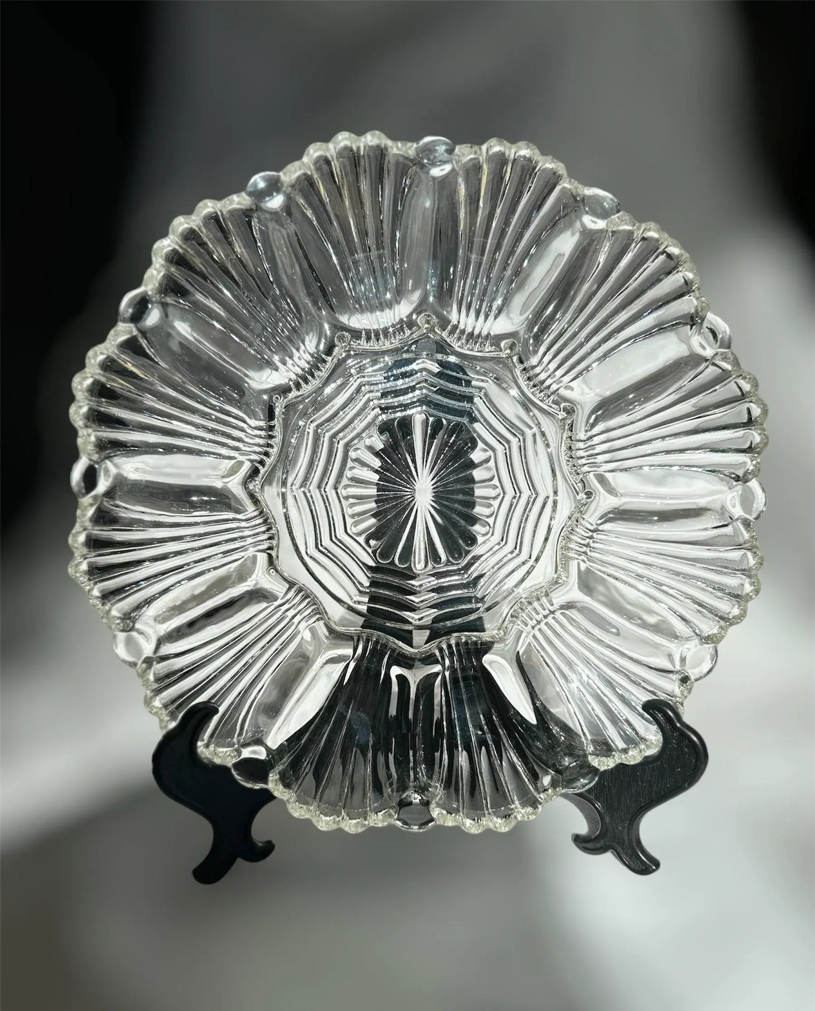 Vintage Anchor Hocking Glass Egg Oyster Serving Plate - 4