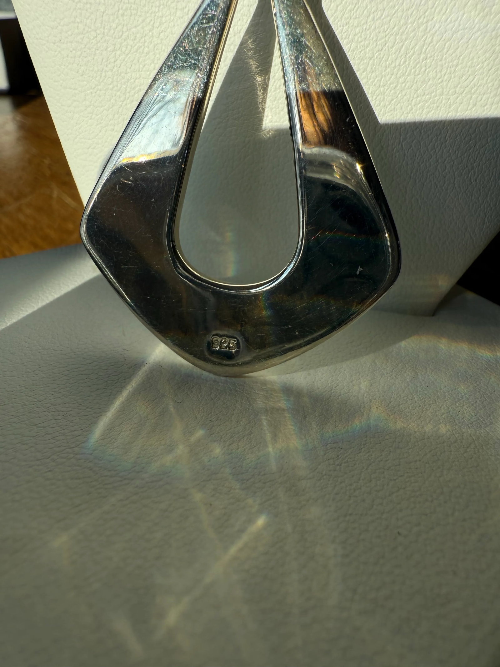 1980s Sterling Silver Mother of Pearl Pendant - 2