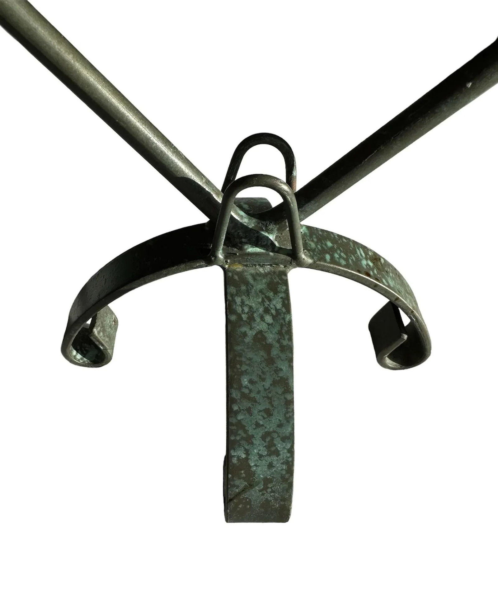 Studio Art Glass Fan Vase Wrought Iron Stand - 2