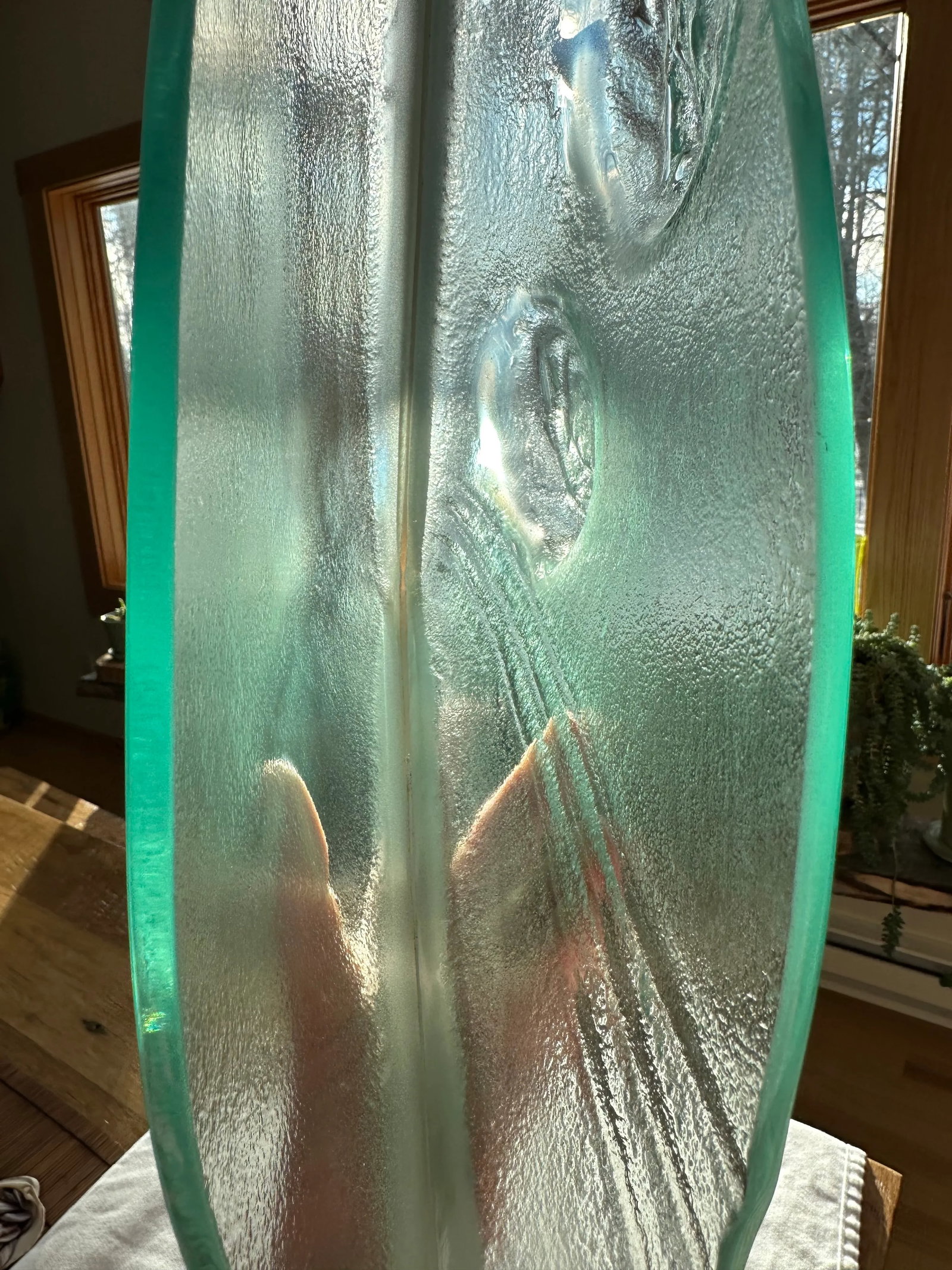 Studio Art Glass Fan Vase Wrought Iron Stand - 6