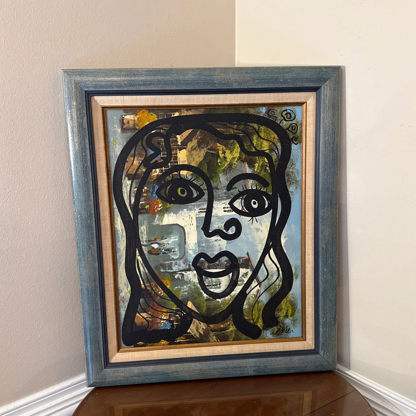 1970s Vintage Abstract Portraiture, Painting by Peter Robert Keil, Framed - 2